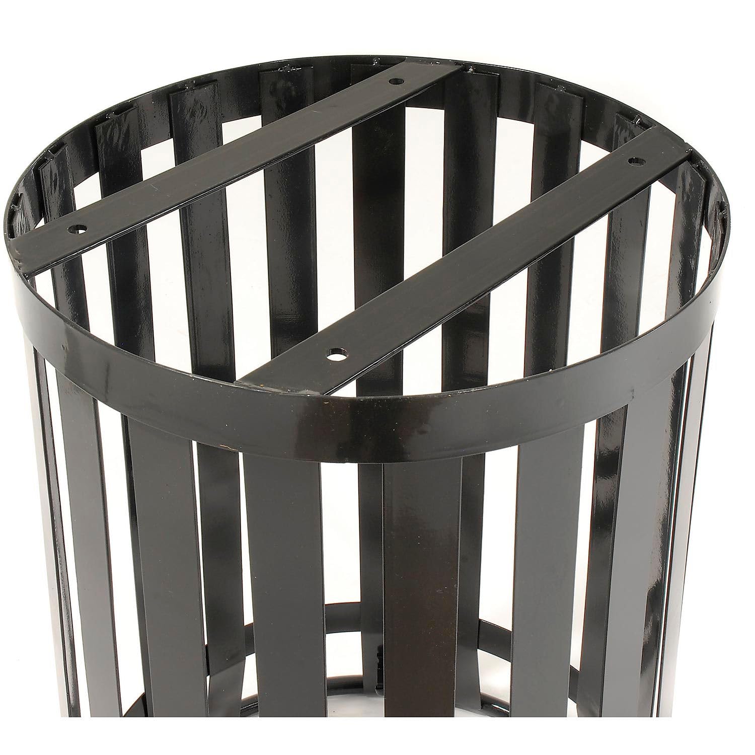 36 Gallon Outdoor Slatted Steel Round Trash Can