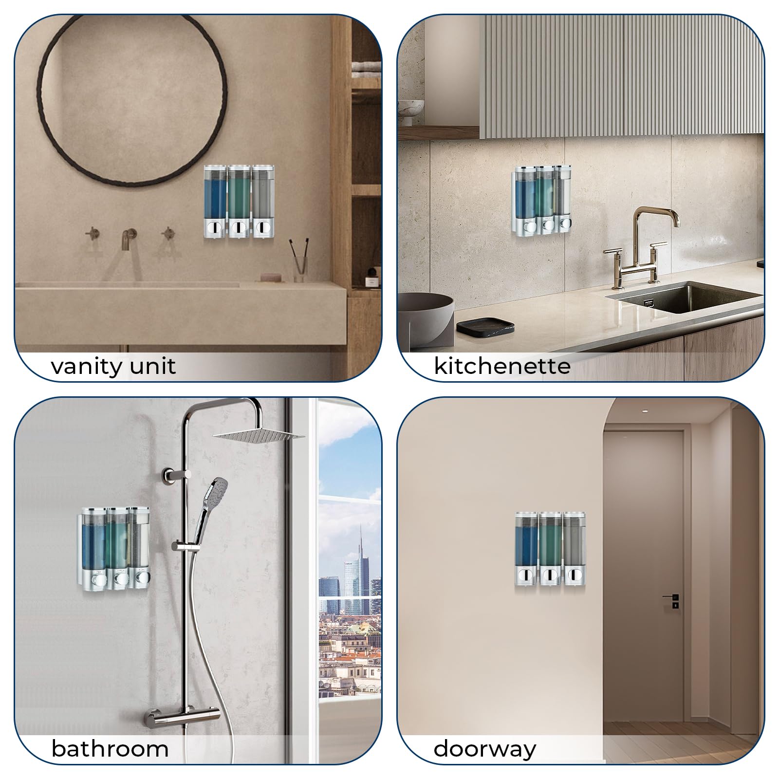 Shower Soap Dispenser No Drill 3 Chamber*300ML