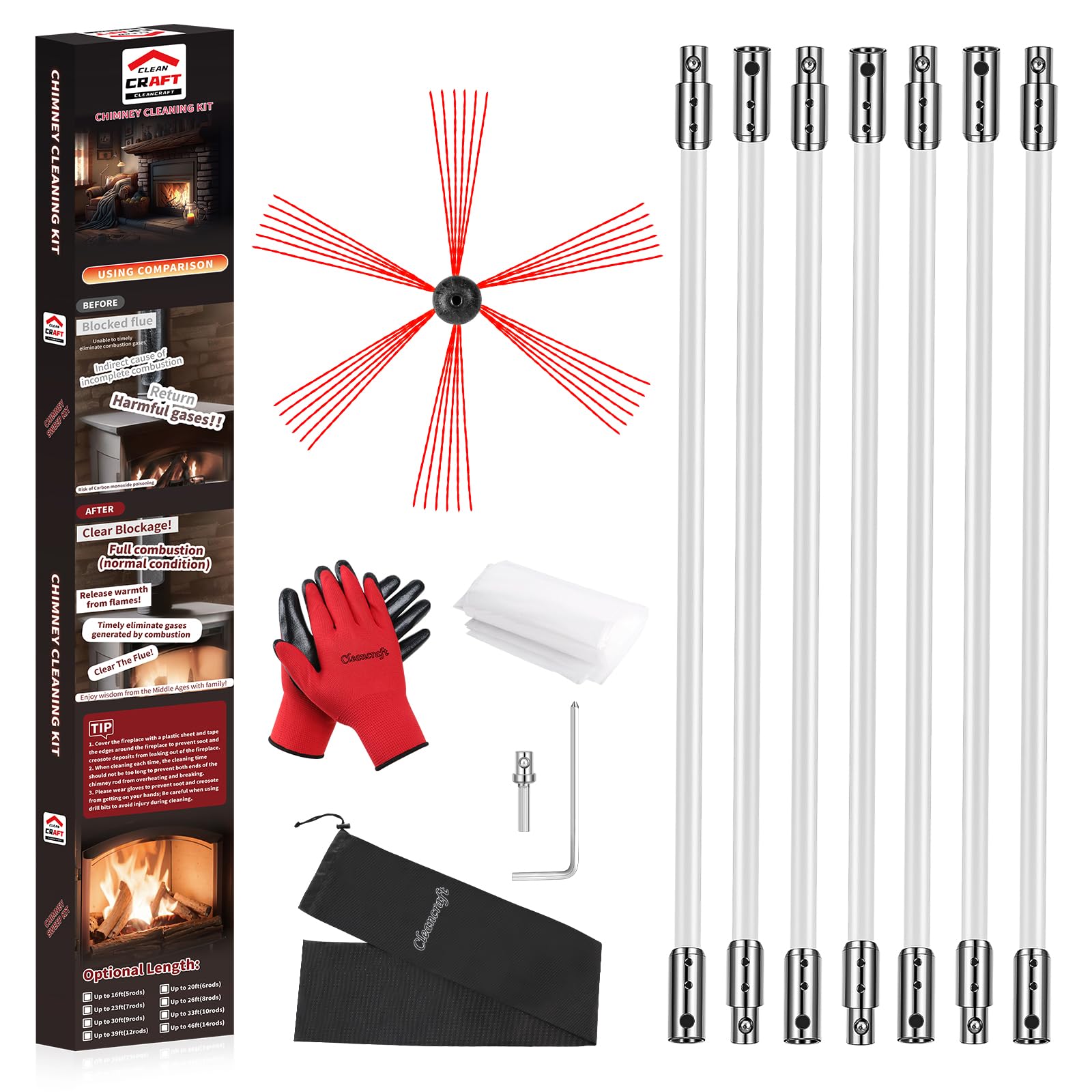 23 Feet Chimney Sweep Kit