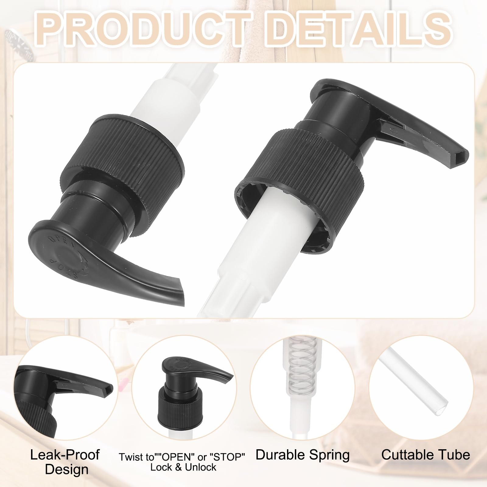8 Pcs Soap Dispenser Pump Heads Soap Dispensers Top Pumps Replacement Switch Pumphead for Standard 24 (8 Count)