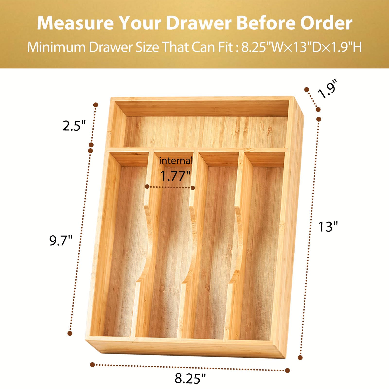 Bamboo Kitchen Drawer Organizer
