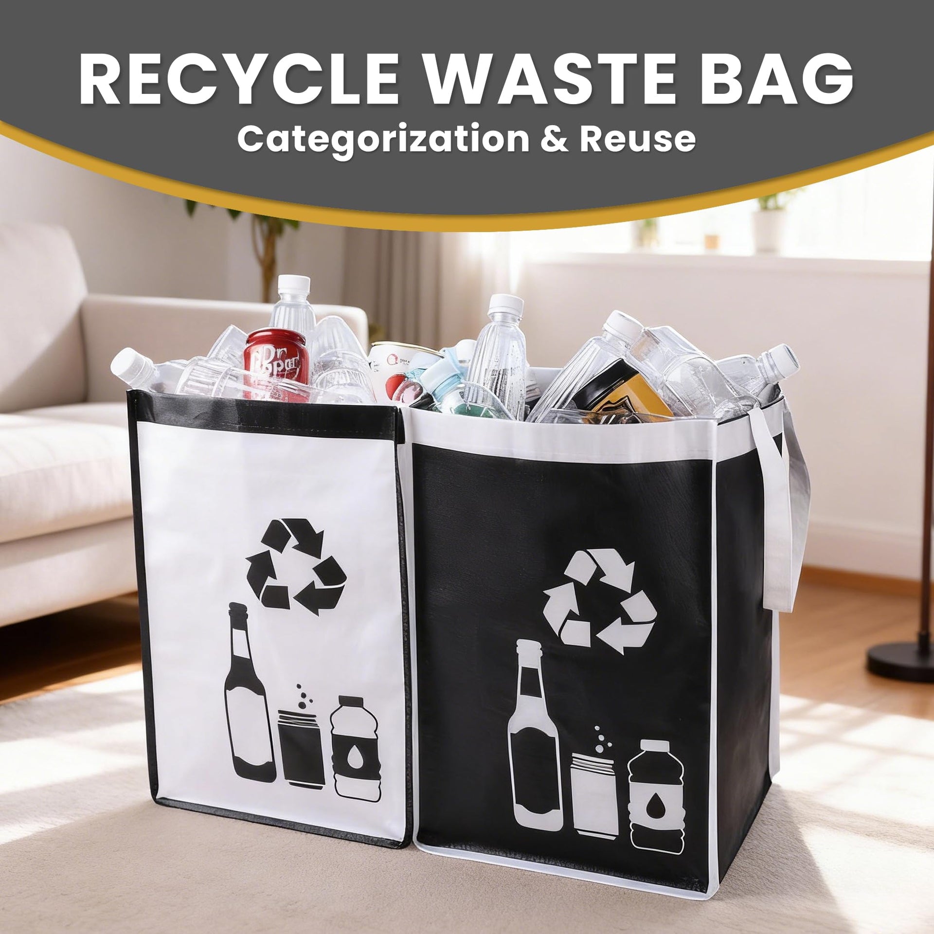 Large Recycle Waste Bag for Kitchen Home (2 Count)