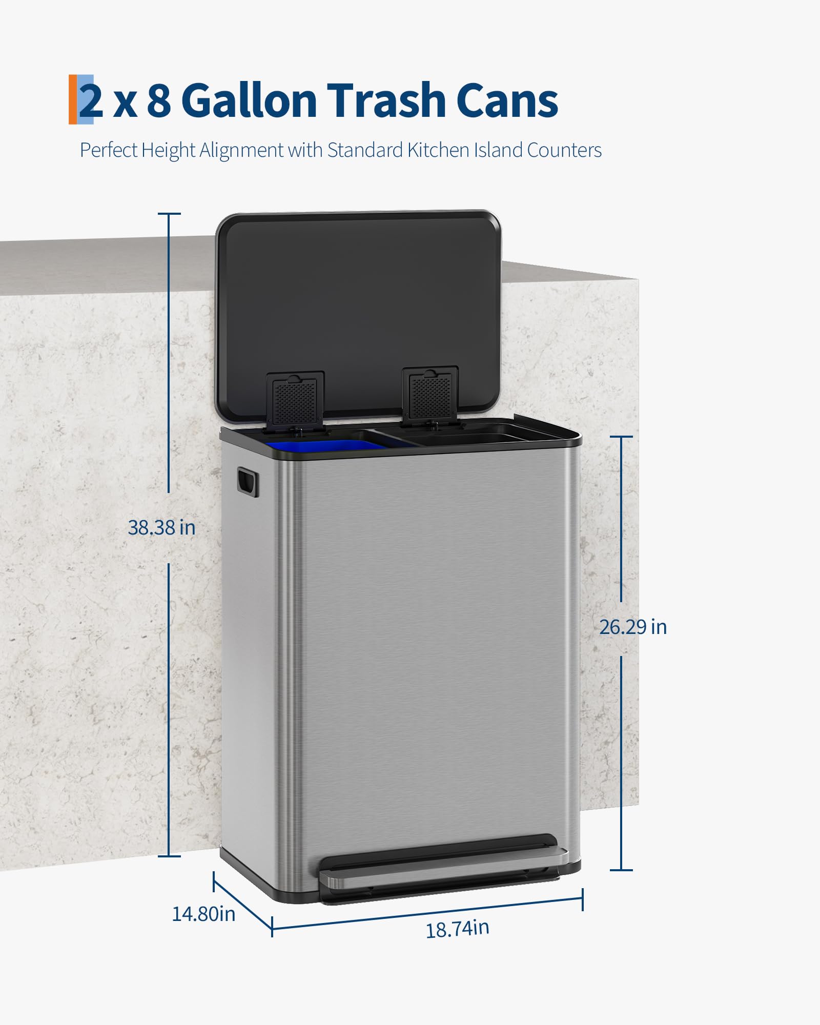 60 L 16 gal Kitchen Trash Can