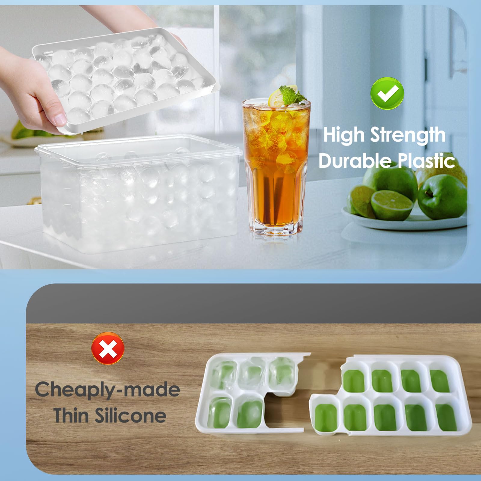 Ice Cube Tray with Lid and Bin