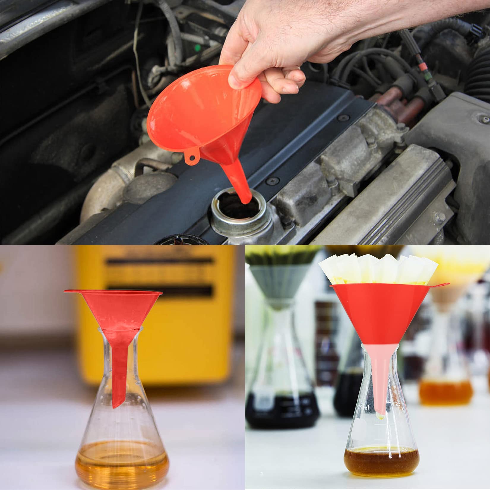 8 Pcs Plastic Funnel Set Wide Mouth Multipurpose Oil Filling Tool (8 Count)