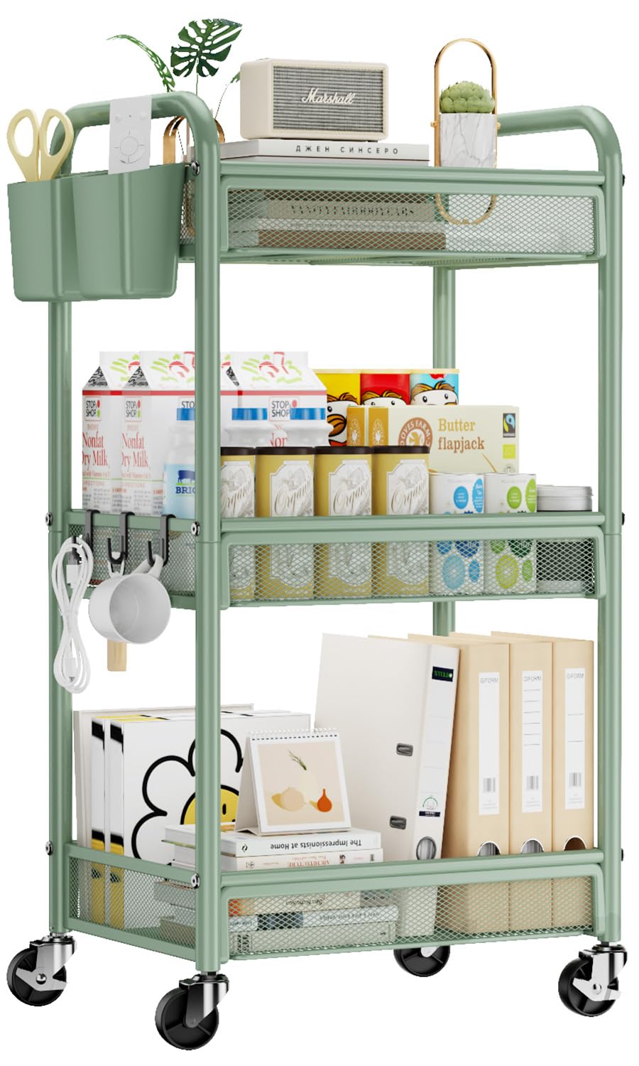 3 Tier Metal Rolling Cart