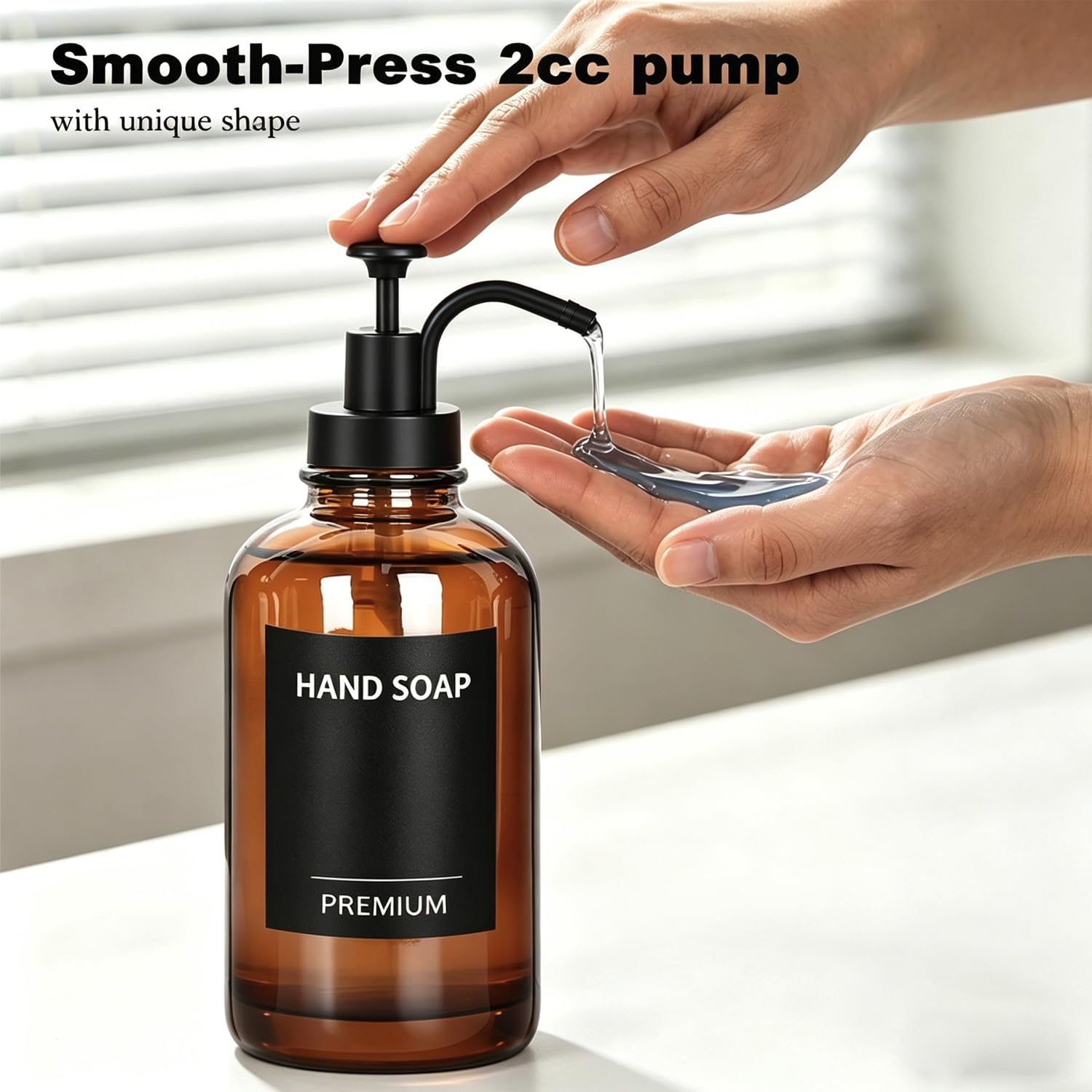 Amber 18 Oz Dish Soap Dispenser for Kitchen (2 Count)