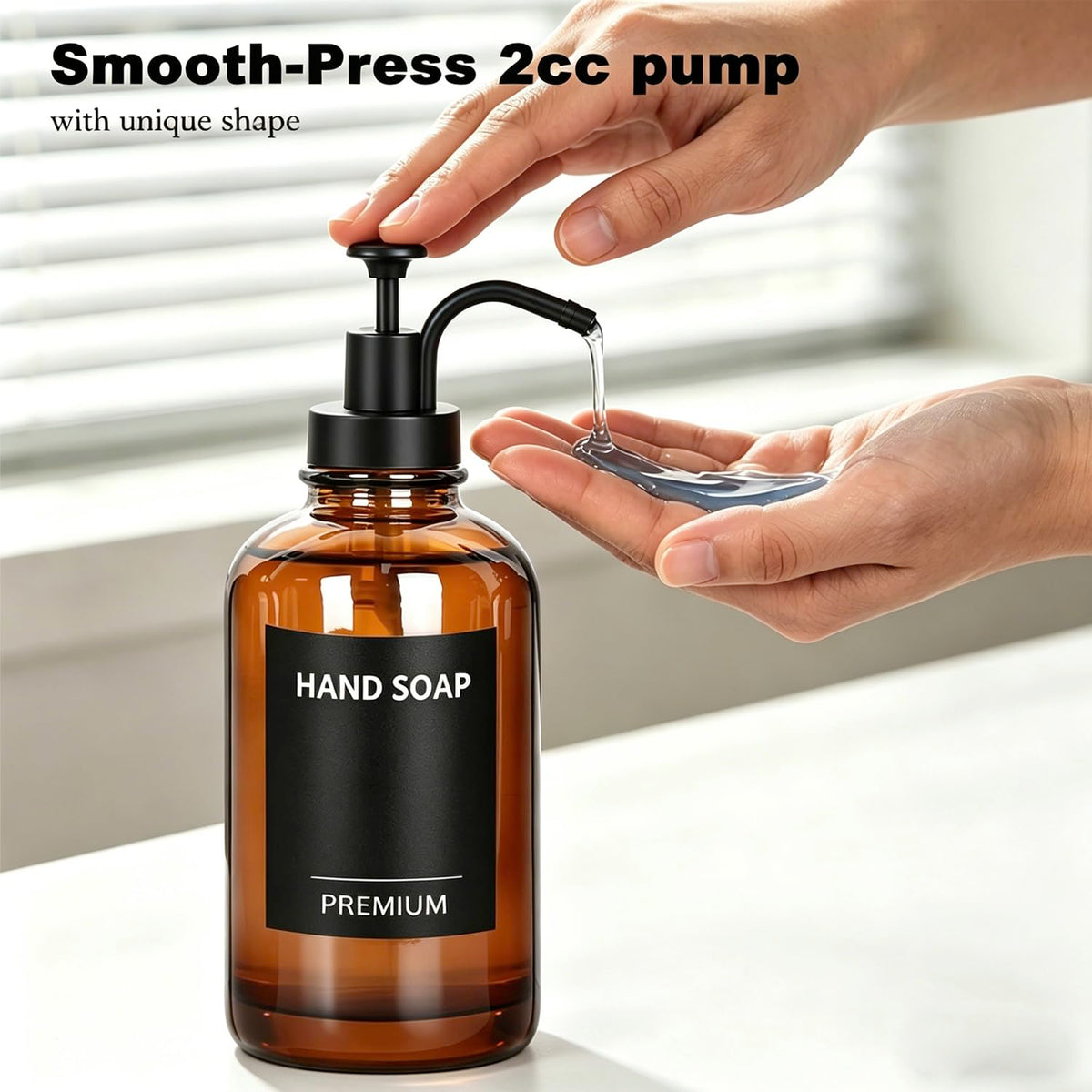 Amber 18 Oz Dish Soap Dispenser for Kitchen (2 Count)