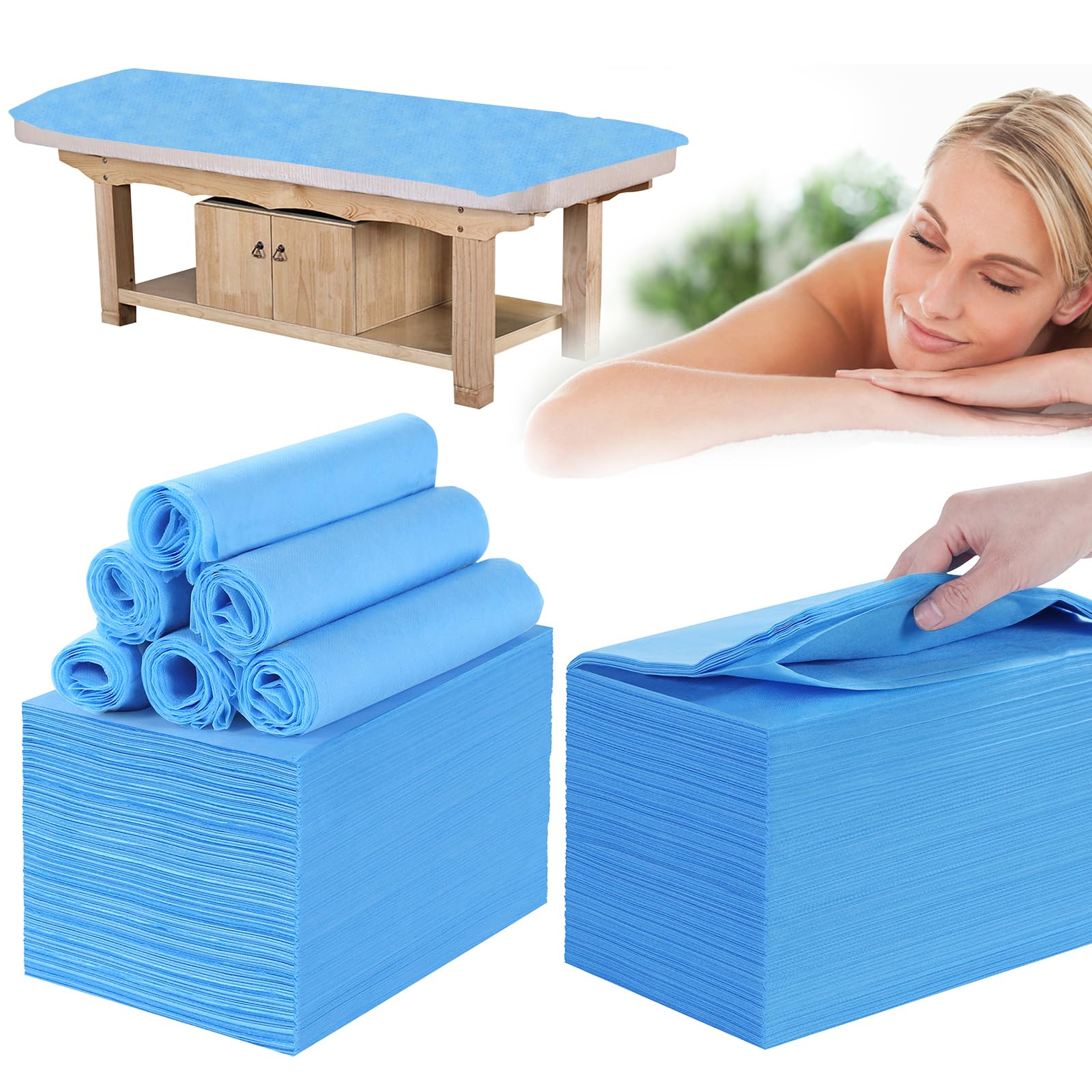 Disposable Bed Sheets for Massage Table 200 Pcs 31" x 71" Waterproof Massage Table Sheets Soft Non Woven Fabric SPA Massage Table Bed Cover Breathable for Beauty Tattoos Waxing Travel (200 Count)