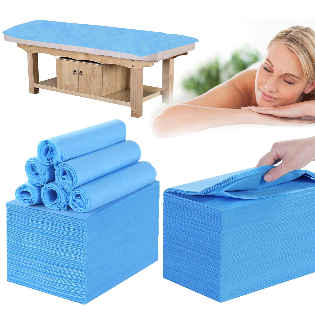 Disposable Bed Sheets for Massage Table 200 Pcs 31" x 71" Waterproof Massage Table Sheets Soft Non Woven Fabric SPA Massage Table Bed Cover Breathable for Beauty Tattoos Waxing Travel (200 Count)