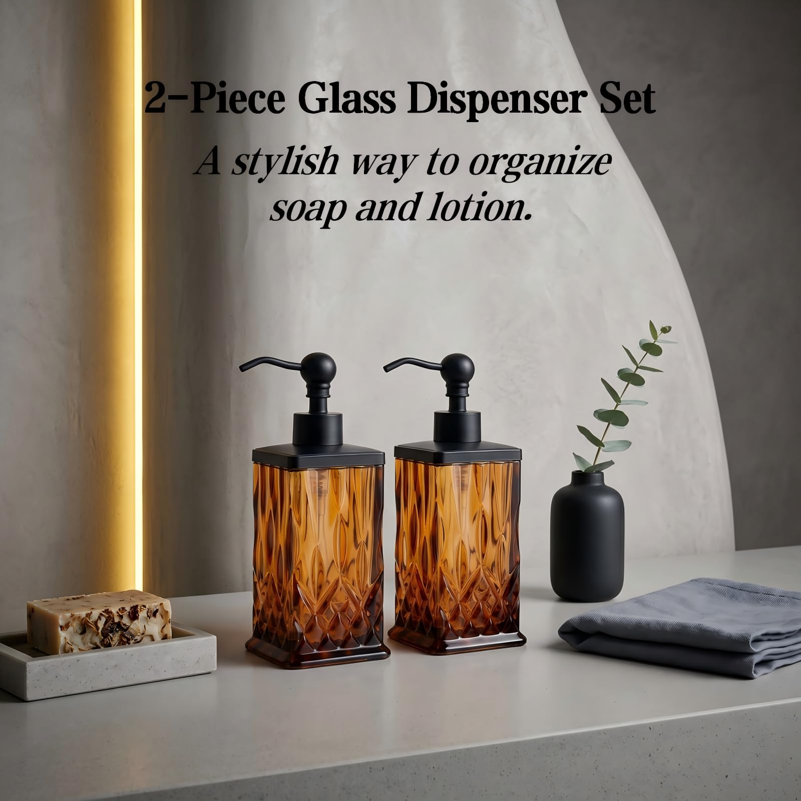 2 Pack 10Oz Amber Soap Dispenser (2 Count)