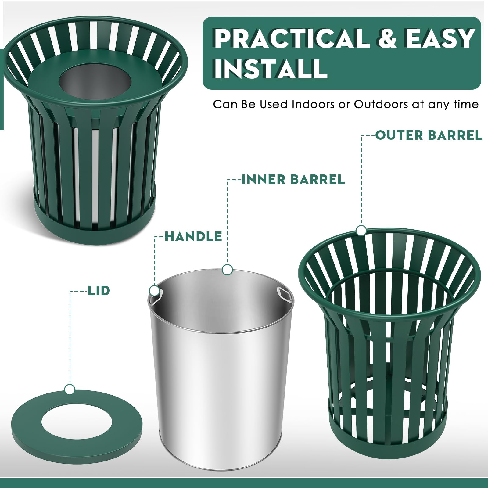 25.2IN Round Large Outdoor Trash Can
