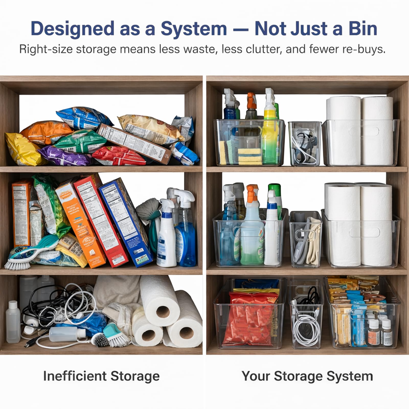 10 Pack Clear Plastic Storage Organizer Bins