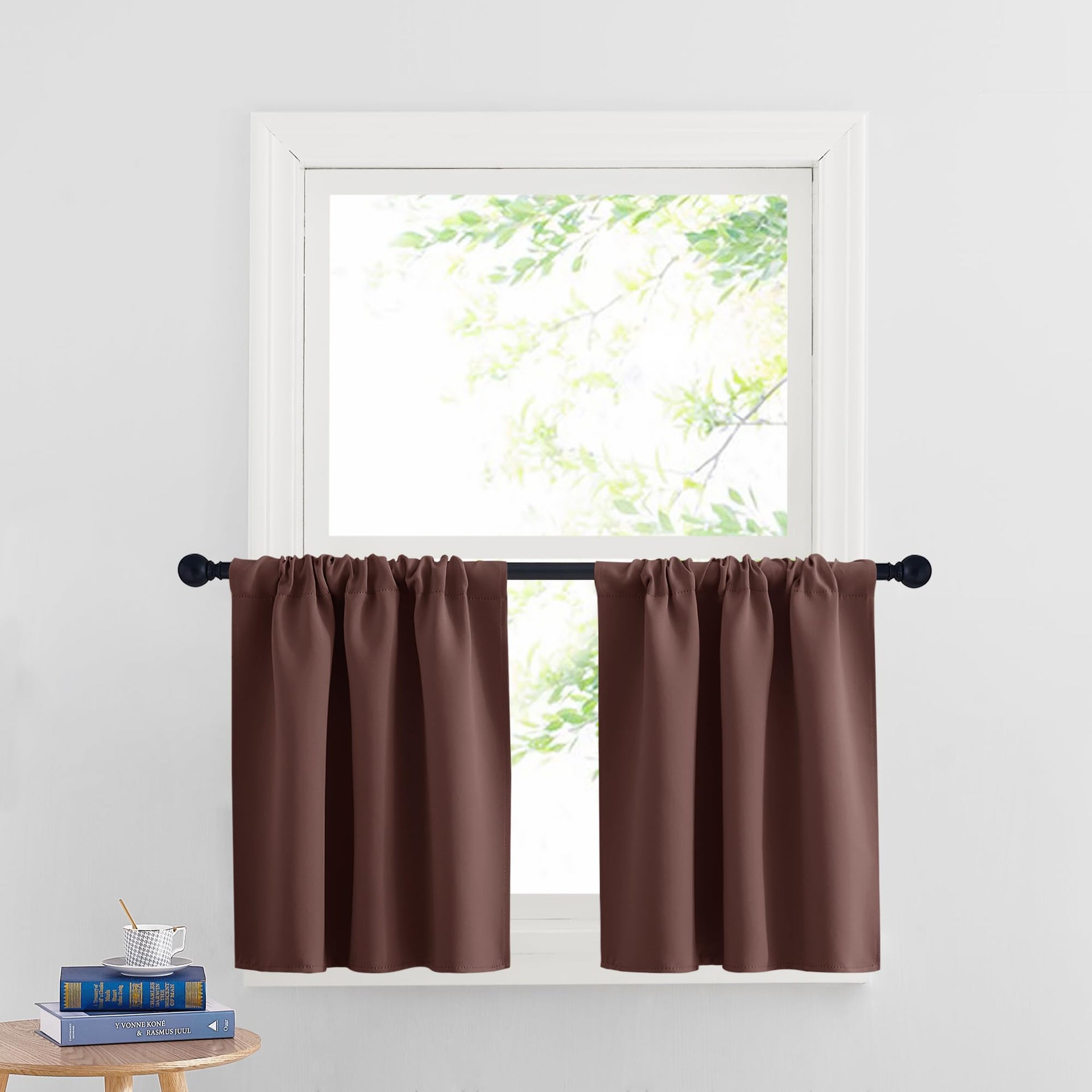 Short Blackout Privacy Curtains 30 inch Long for Bathroom Window (2 Count)