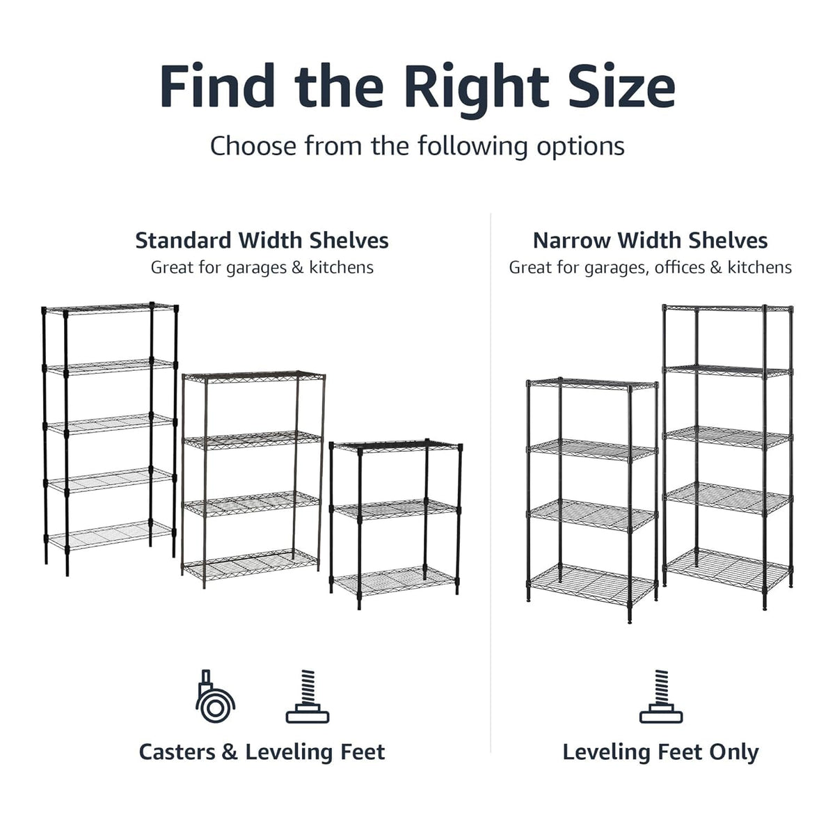 5 Shelf Adjustable Heavy Duty Steel Wire Storage Shelves for Garage
