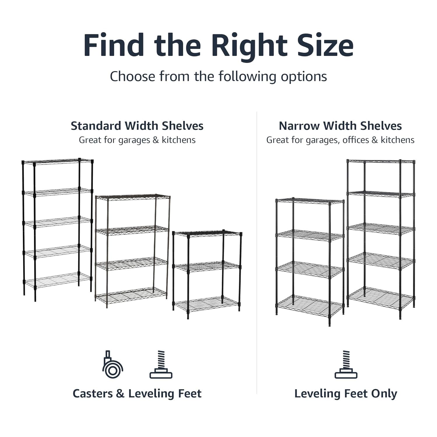5 Shelf Adjustable Heavy Duty Steel Wire Storage Shelves for Garage