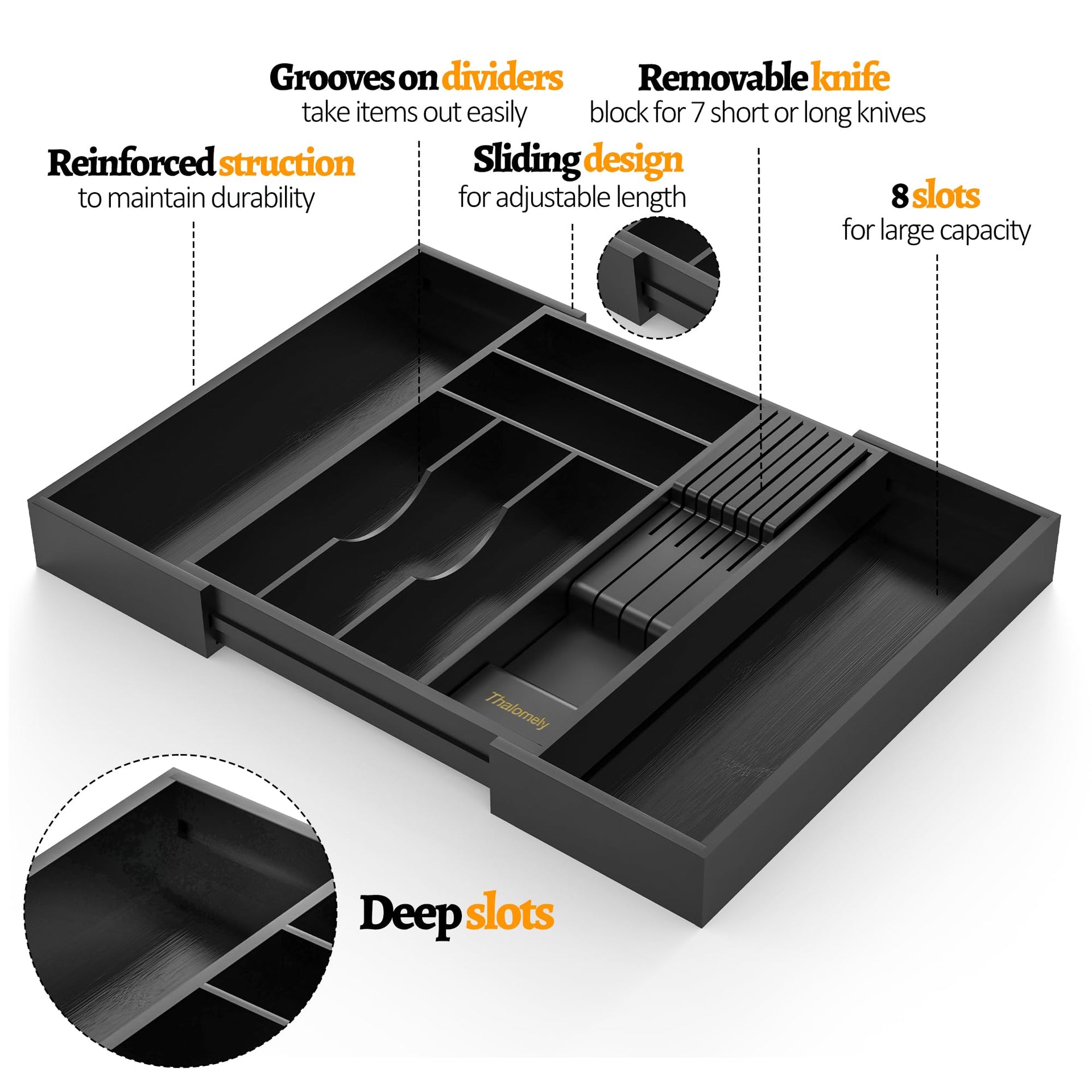 Bamboo Silverware Drawer Organizer