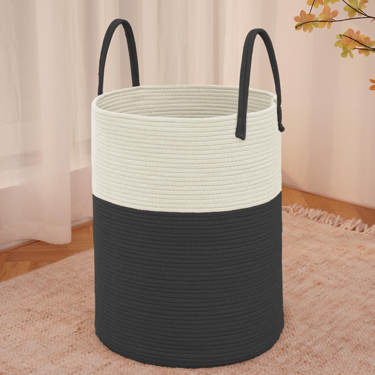 60L Cotton Rope Laundry Basket Hamper