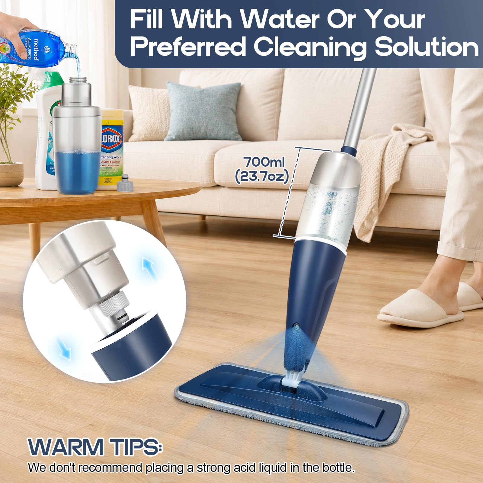 Microfiber Spray Mop for Hardwood Tile Floors Dust Cleaning
