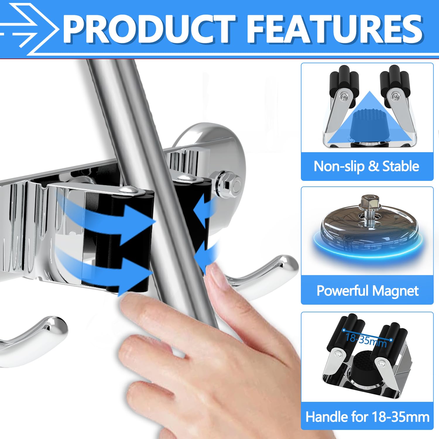 Magnetic Broom Holder Wall Mount 1 Pack