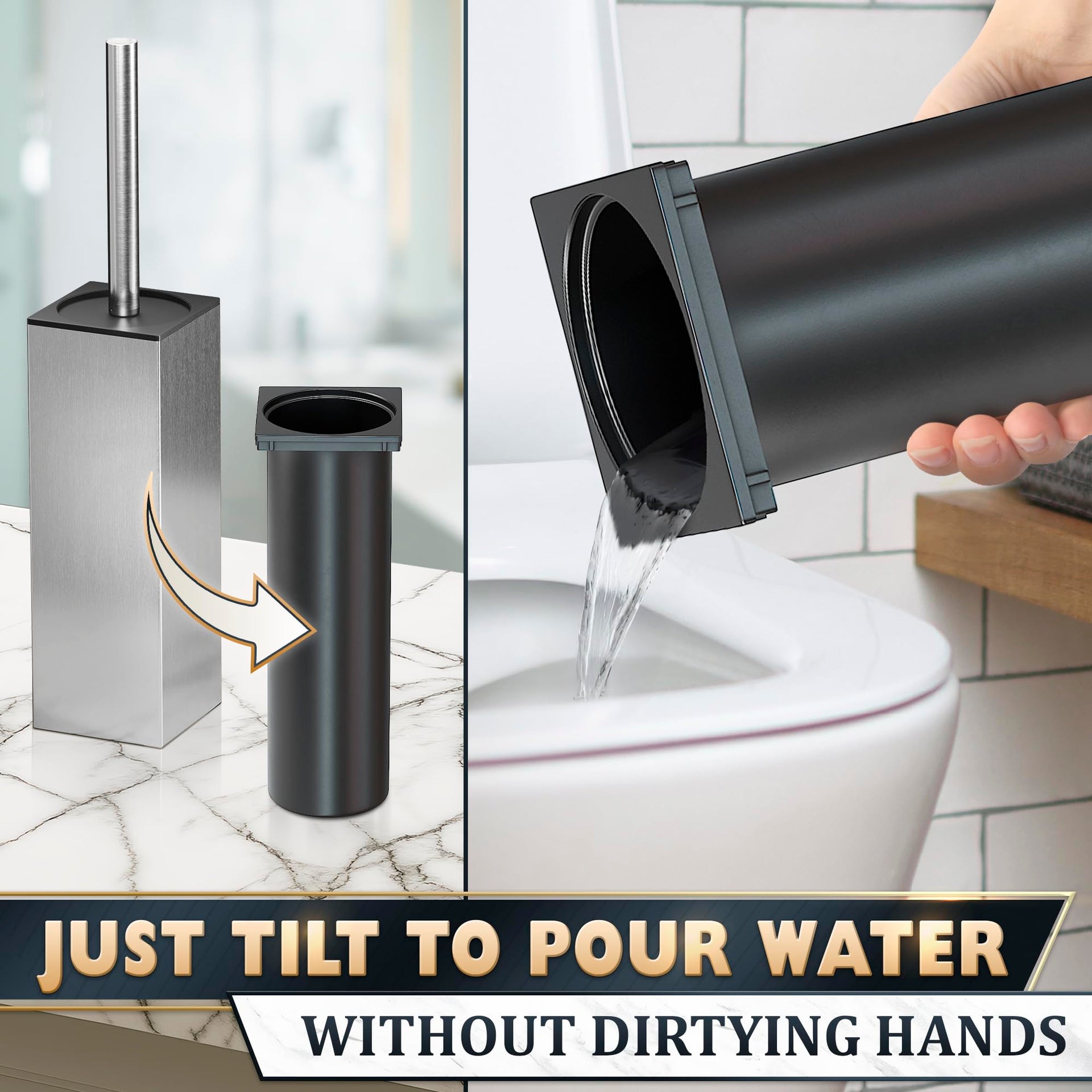 Stainless Steel Toilet Brush and Holder Set