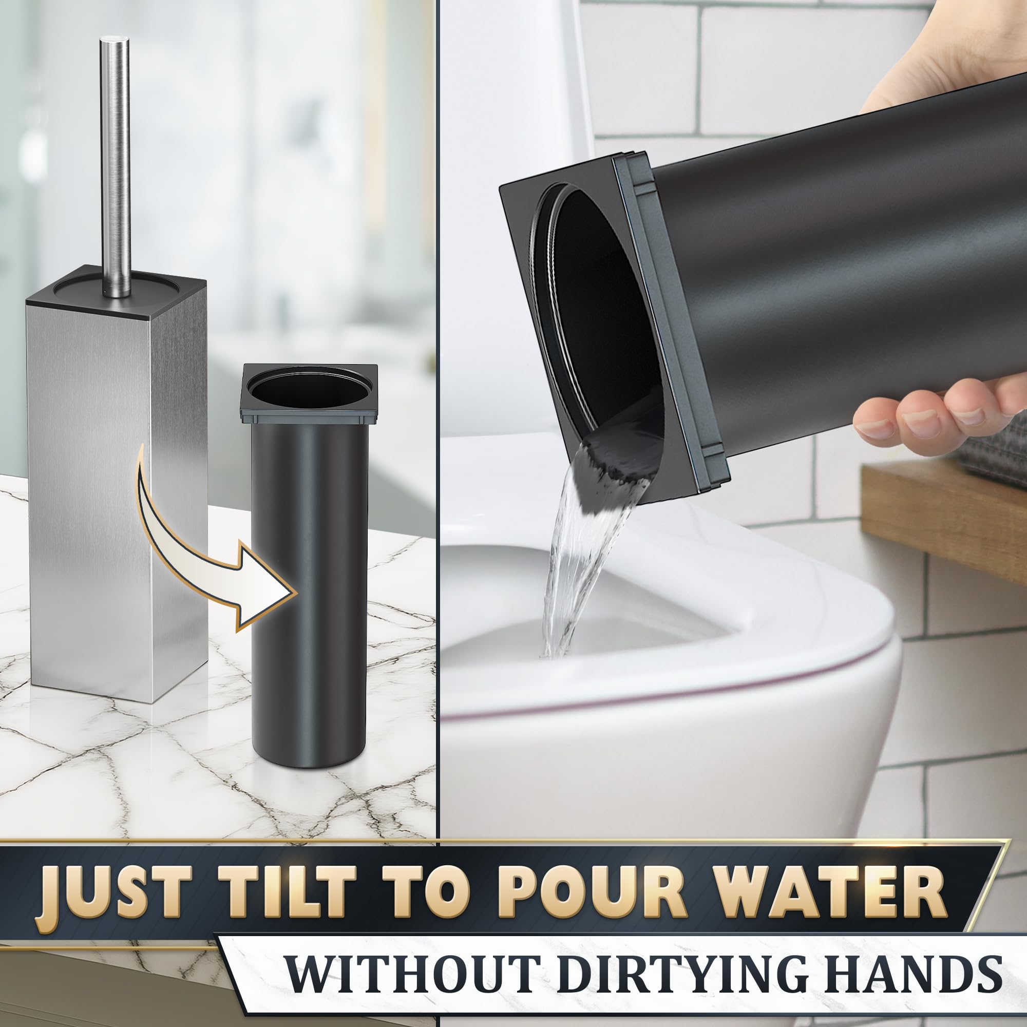 Stainless Steel Toilet Brush and Holder Set