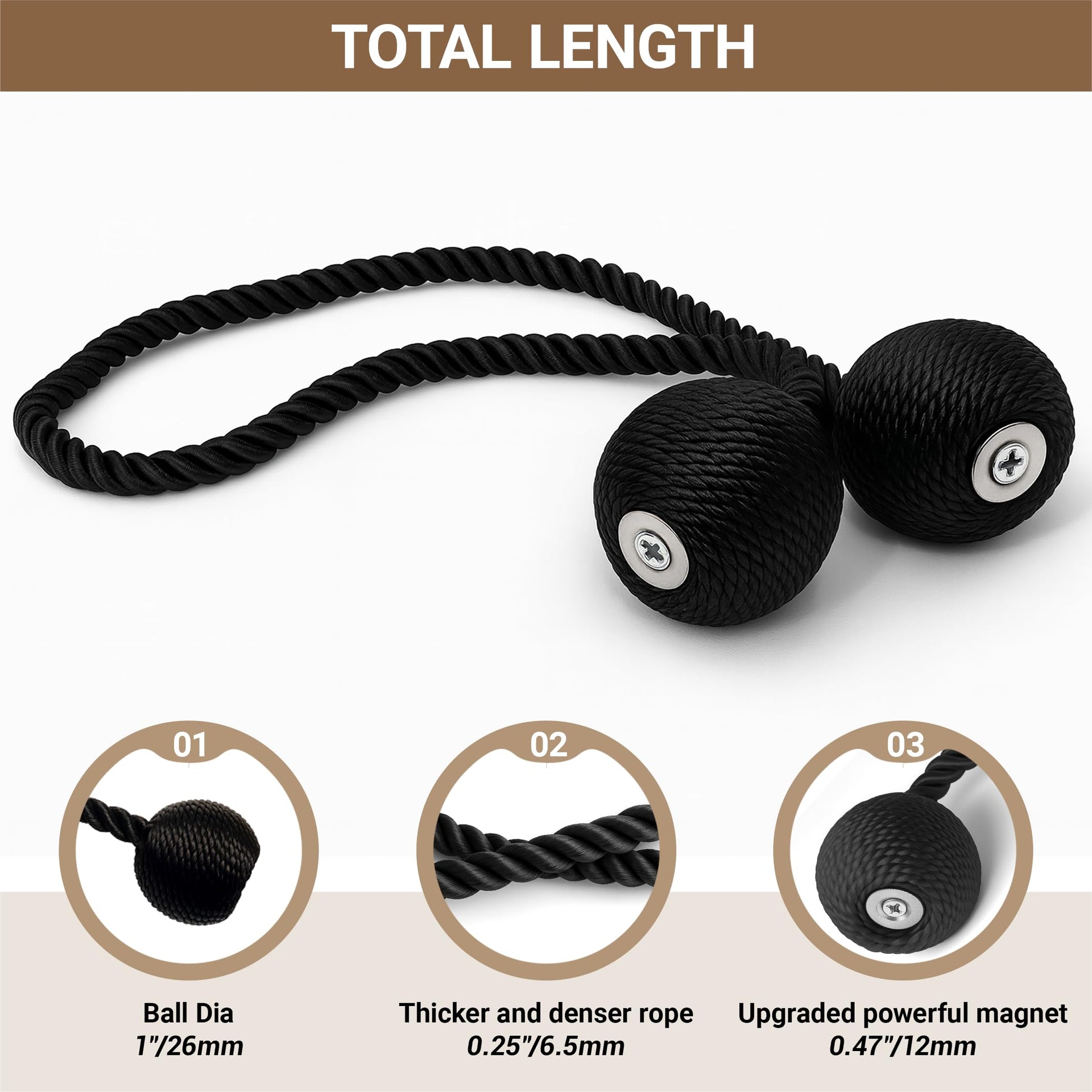 Magnetic Curtain Tiebacks 4 Pack