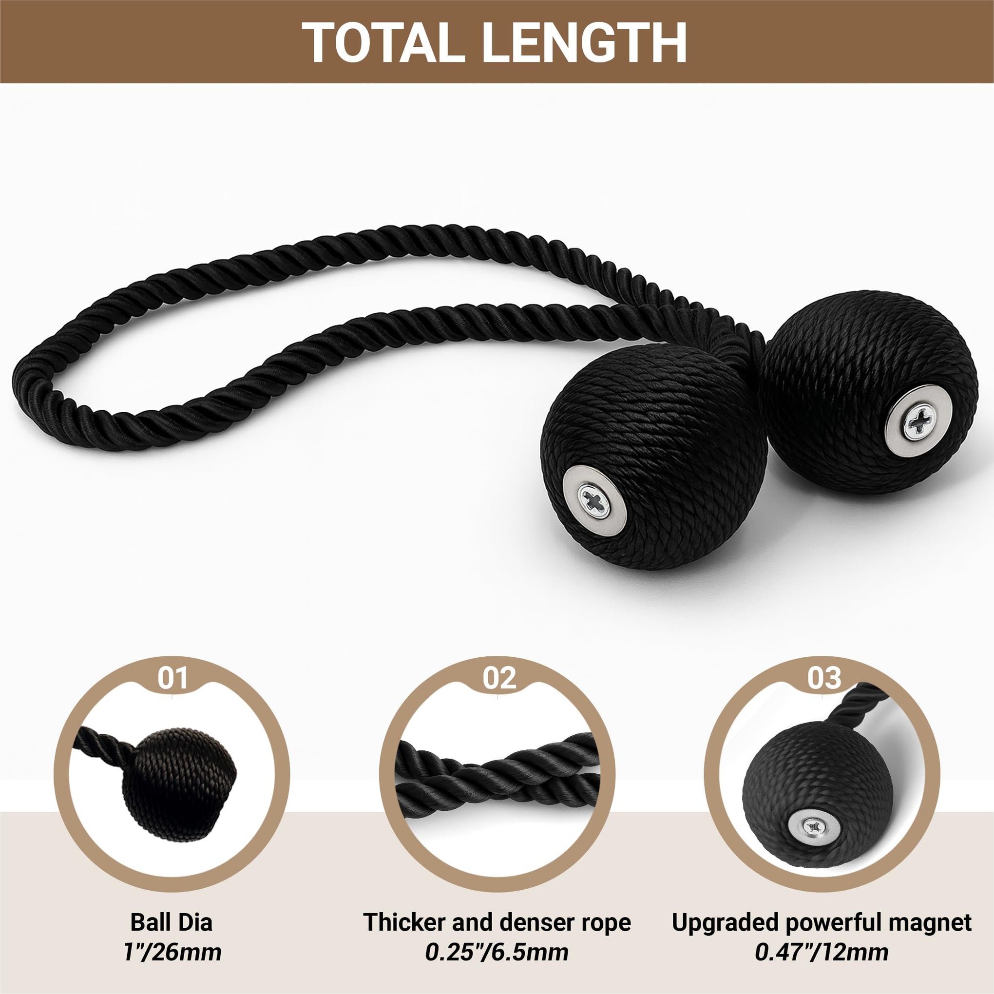 Magnetic Curtain Tiebacks 4 Pack