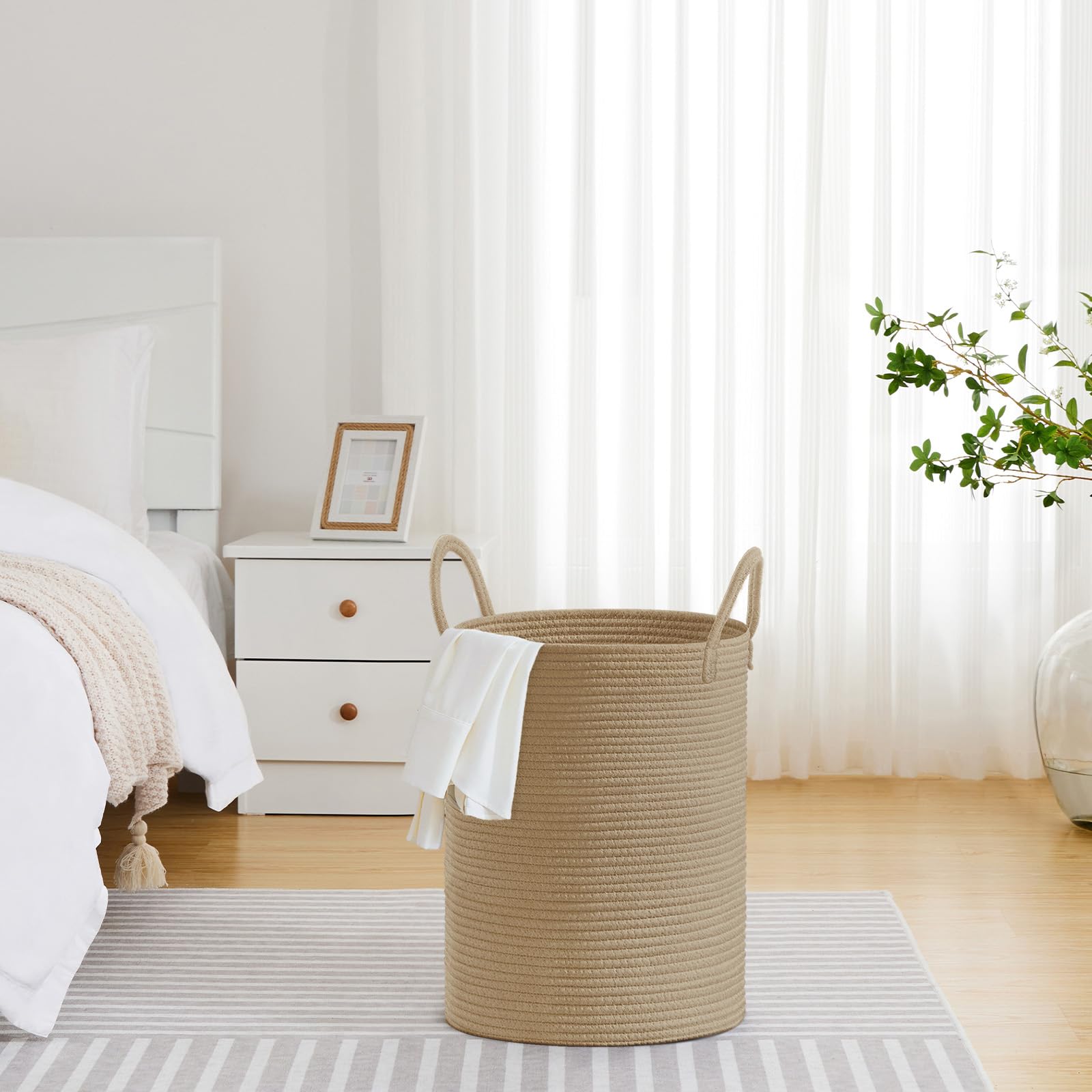 58L Tall Woven Laundry Basket Hamper