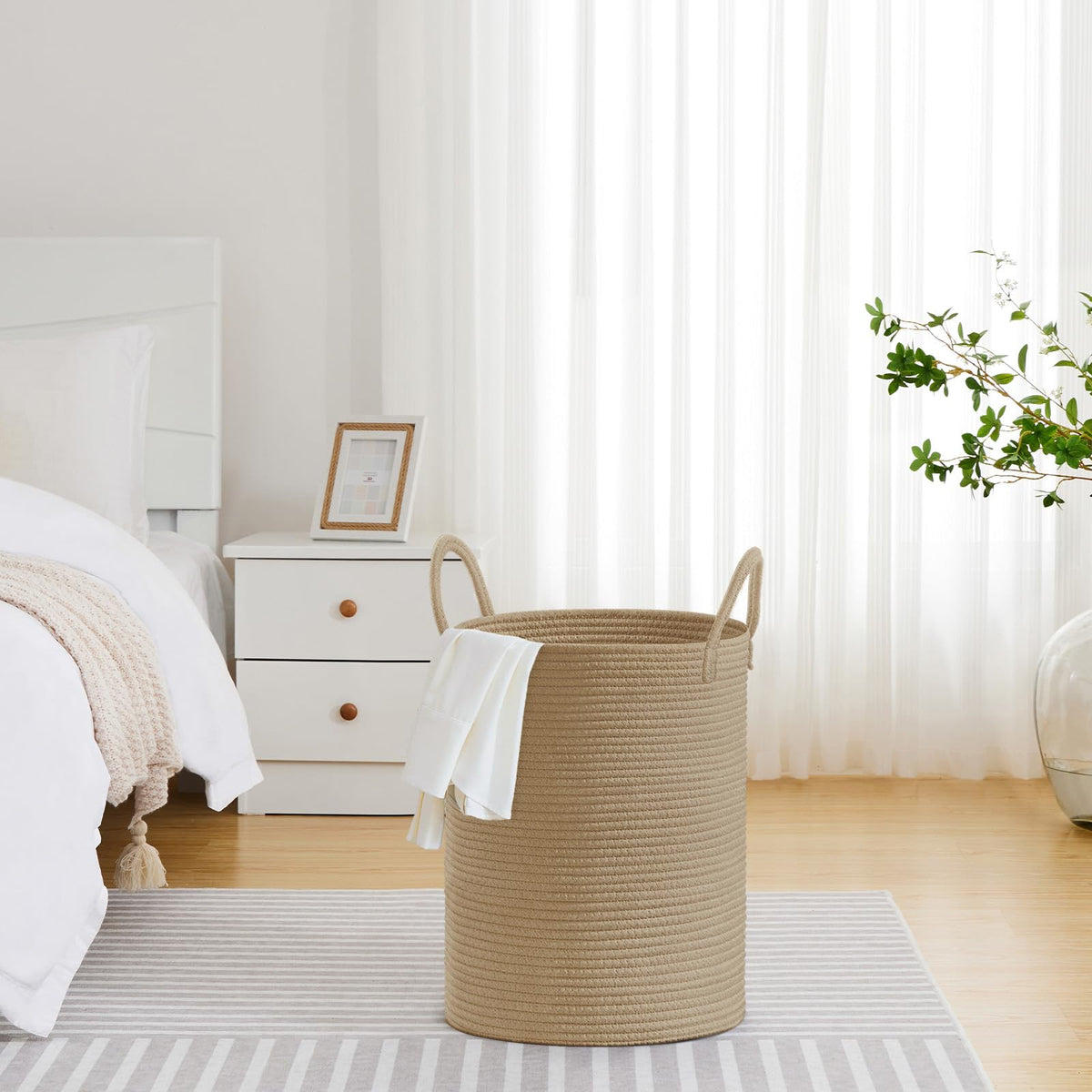 58L Tall Woven Laundry Basket Hamper