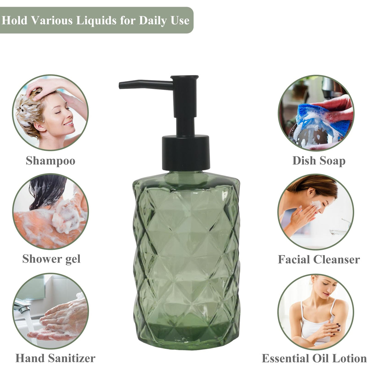 Green Glass Soap Dispenser