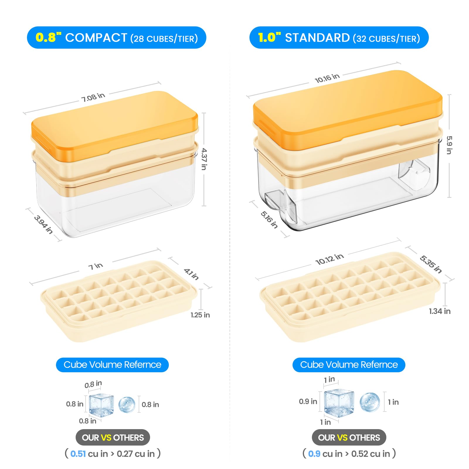 Ice Cube Tray with Lid and Bin