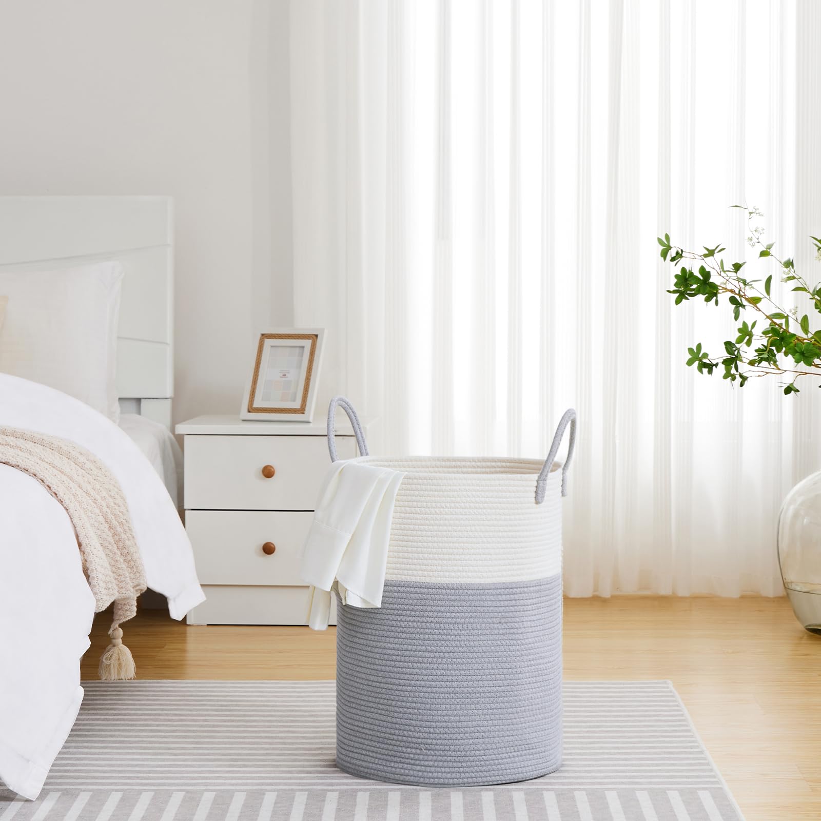 58L Tall Woven Laundry Basket Hamper