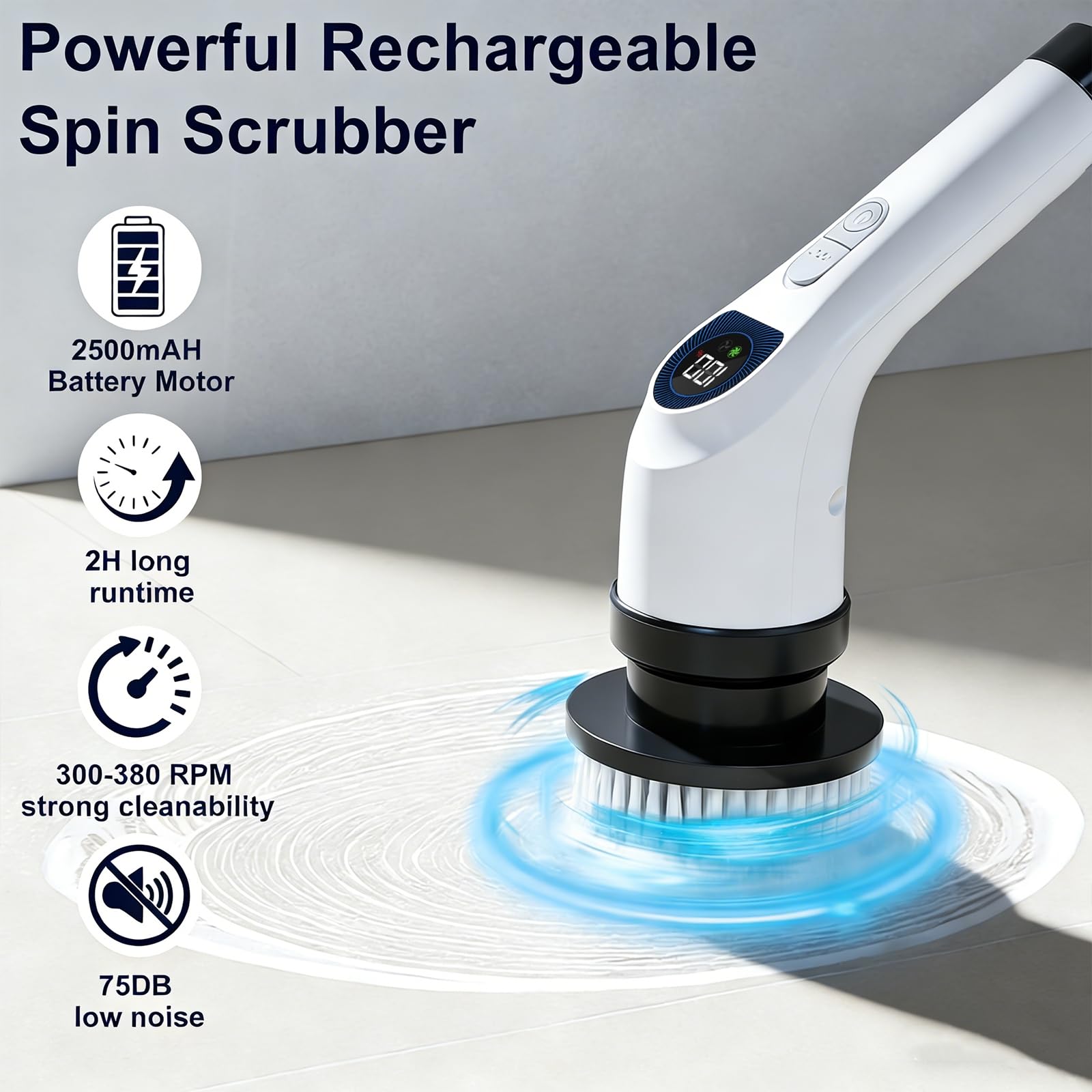 Electric Spin Scrubber for Cleaning with 7 Replaceable Heads