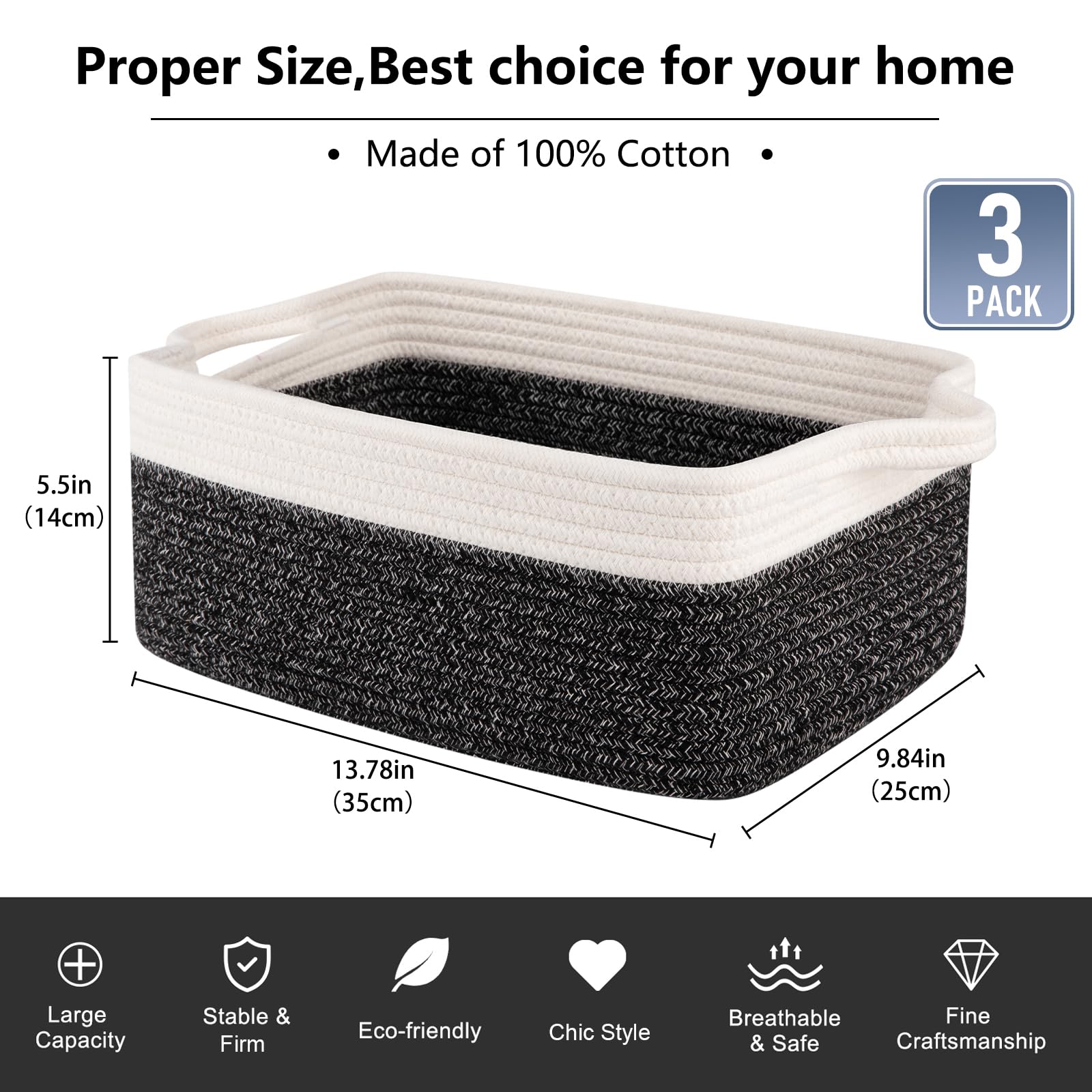 3 Pack Storage Baskets for Organizing