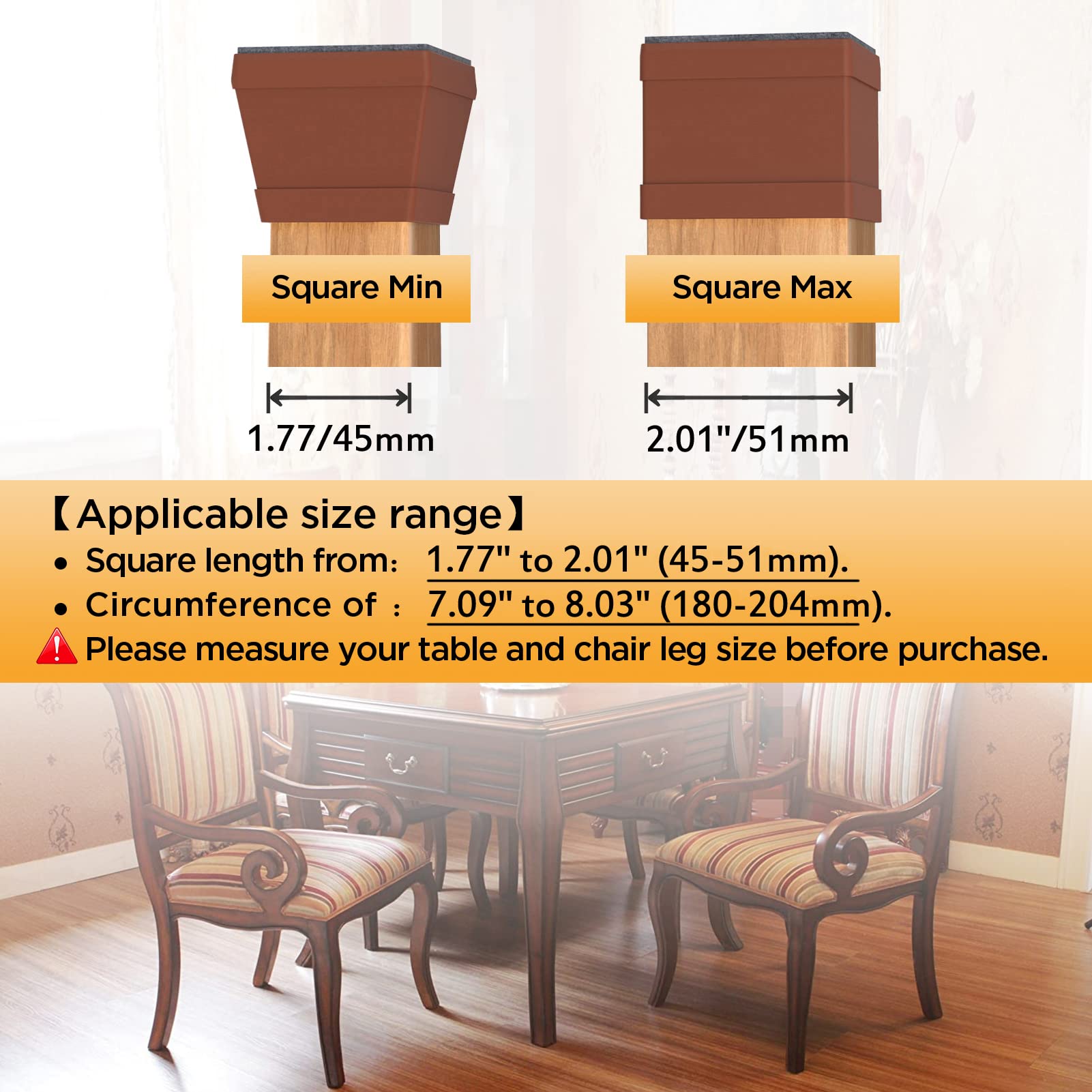 16 PCS Square Chair Leg Floor Protector (16 Count)