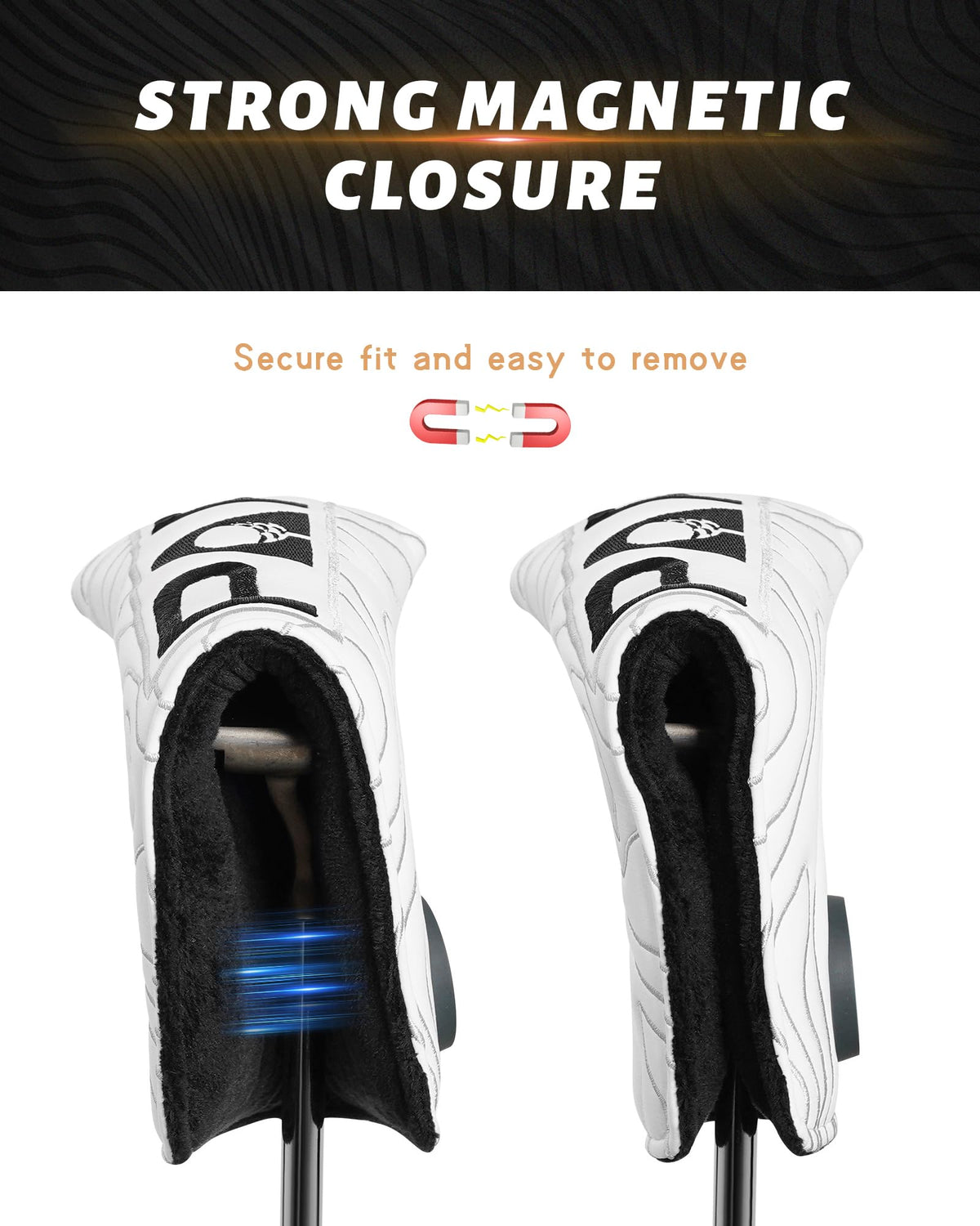 Golf Blade Putter Cover Headcover Club Protector Par Putter Head Covers Magnetic Bar Closure for Scotty Cameron Taylormade Odyssey White Color