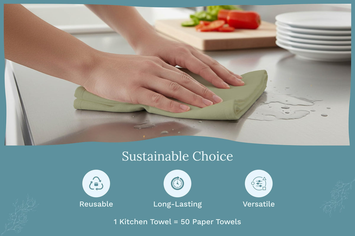 Organic Cotton Bulk Sage Green Flour Sack Kitchen Towels (10 Count)