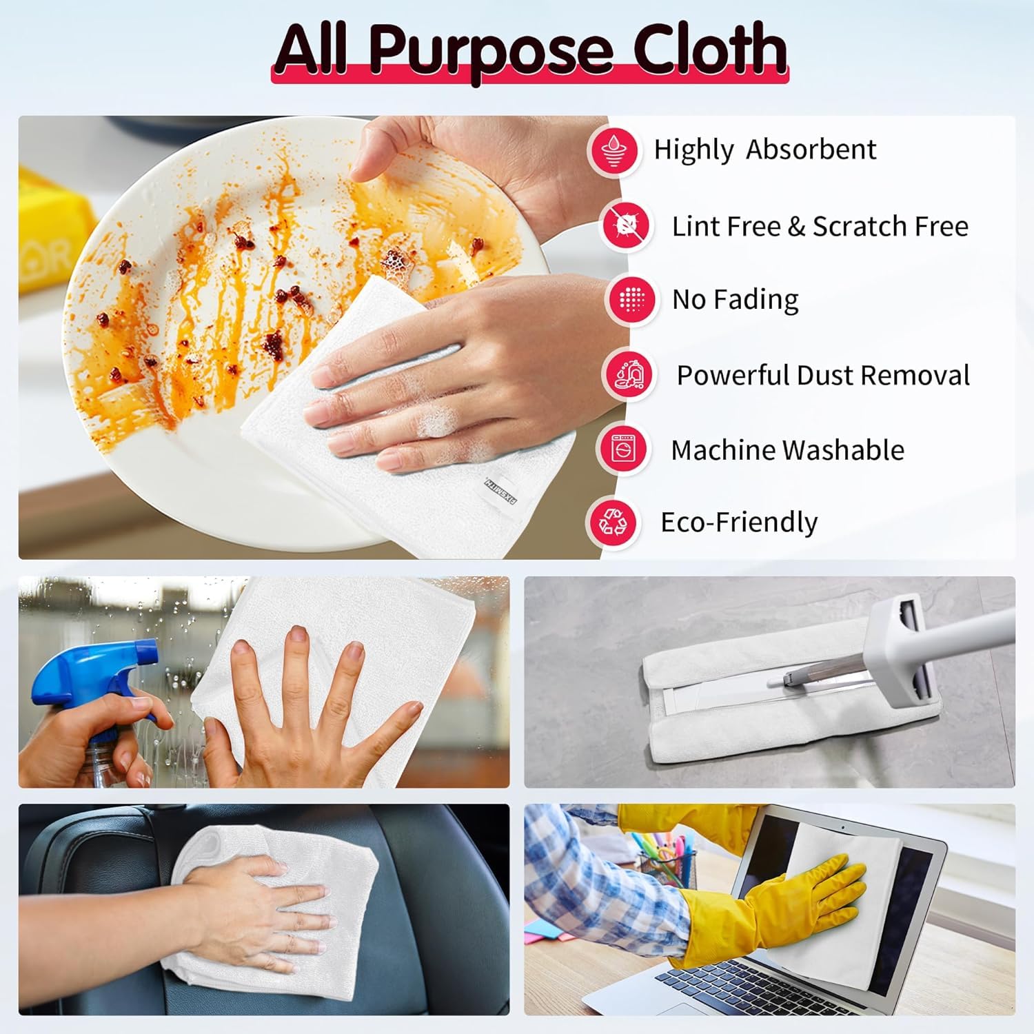 White Microfiber Cleaning Cloth (24 Count)