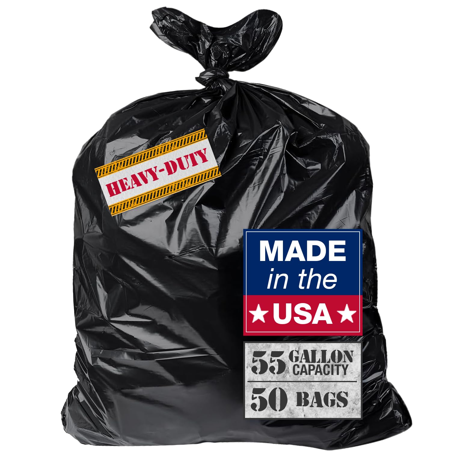 Extra Heavy Duty Black Contractor Garbage Bags 55 Gallon (50 Count)