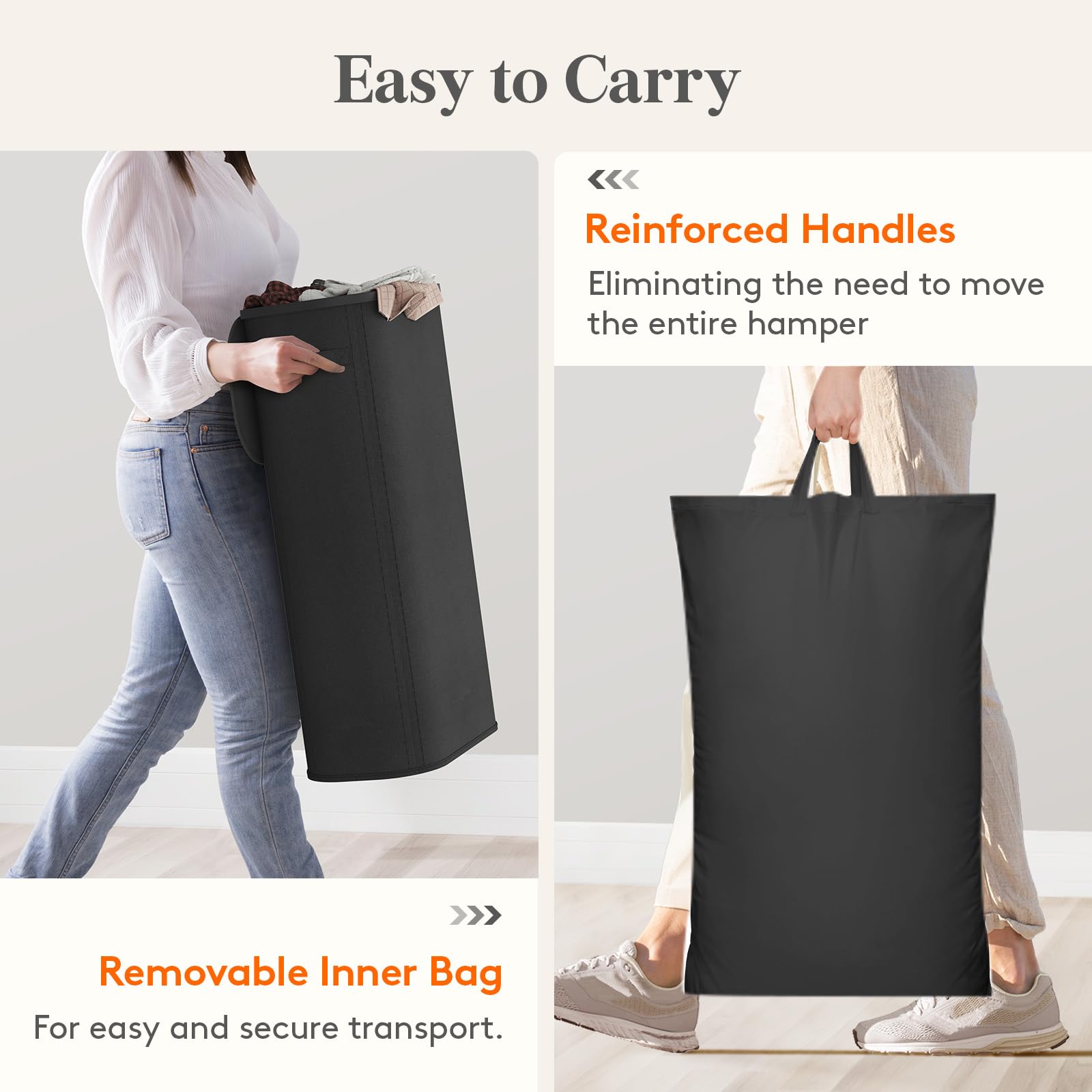 Slim Laundry Basket with Lid and Removable Bag