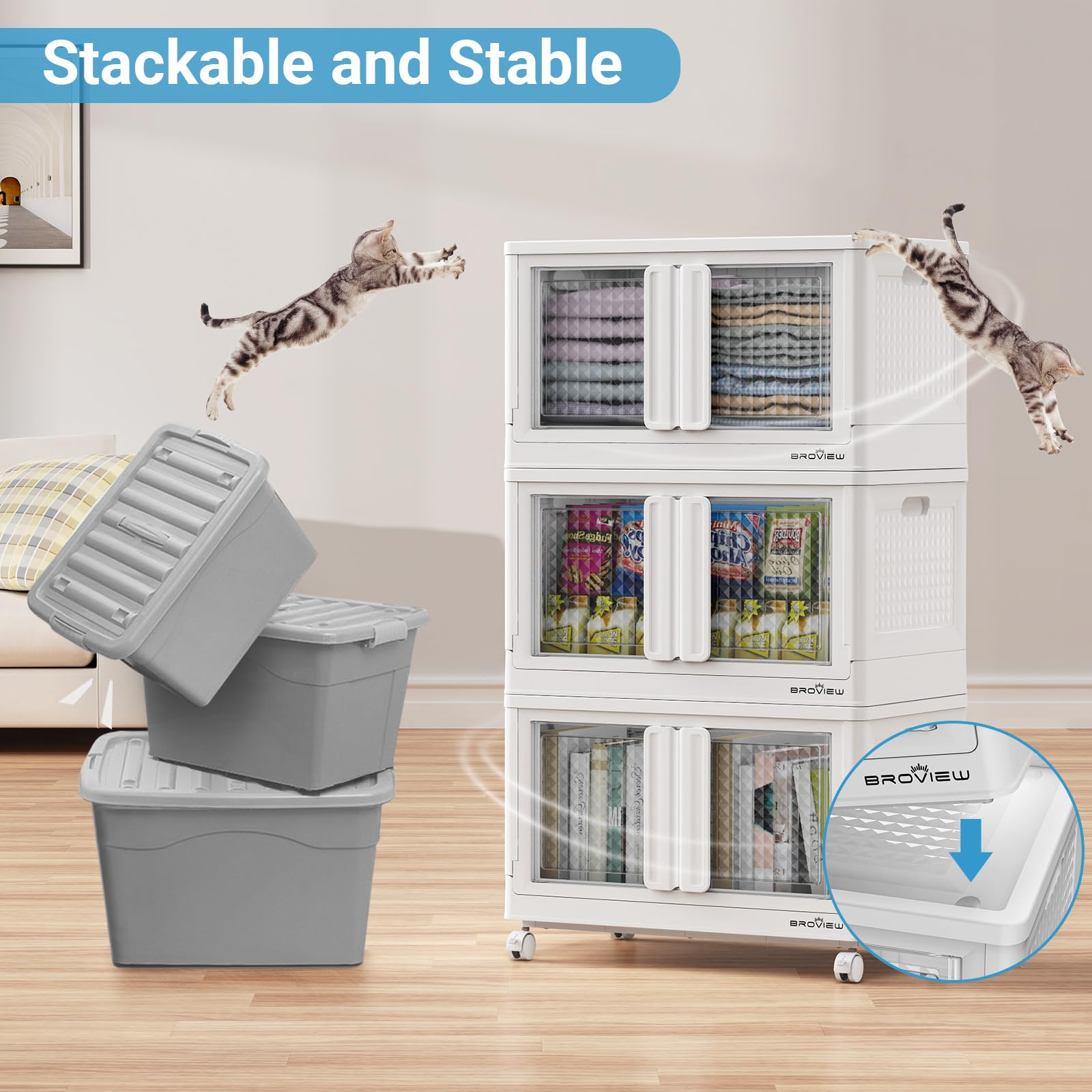 400 Qt Stackable Storage Bins with Lids & Doors (4 Count)