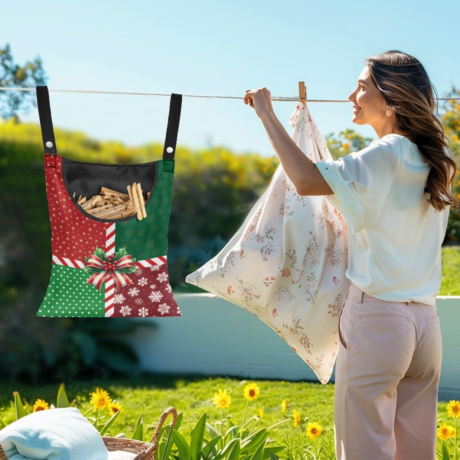 Christmas 2025 Adjustable Clothespin Storage Bag