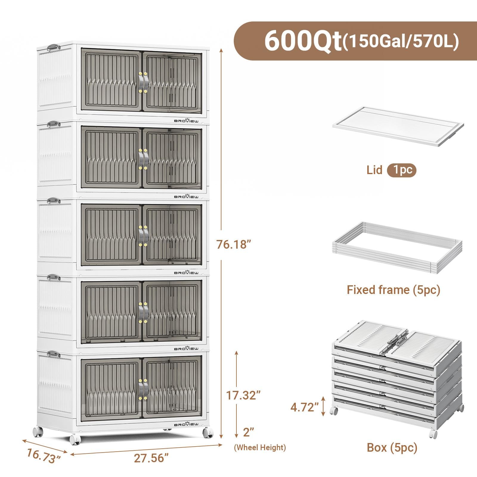 600Qt Stackable Storage Bins with Lid (5 Count)