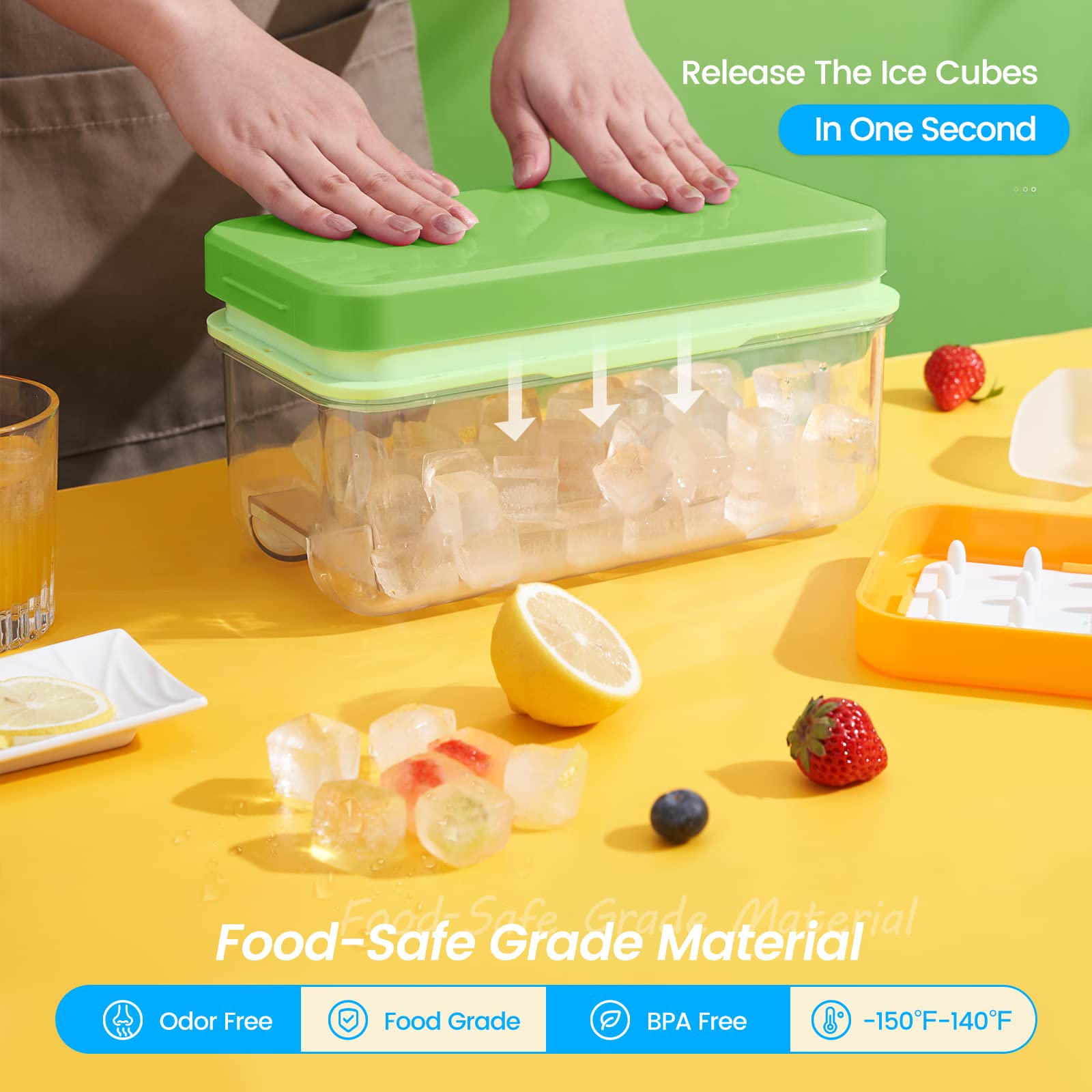 1" Ice Cube Tray with Lid and Bin