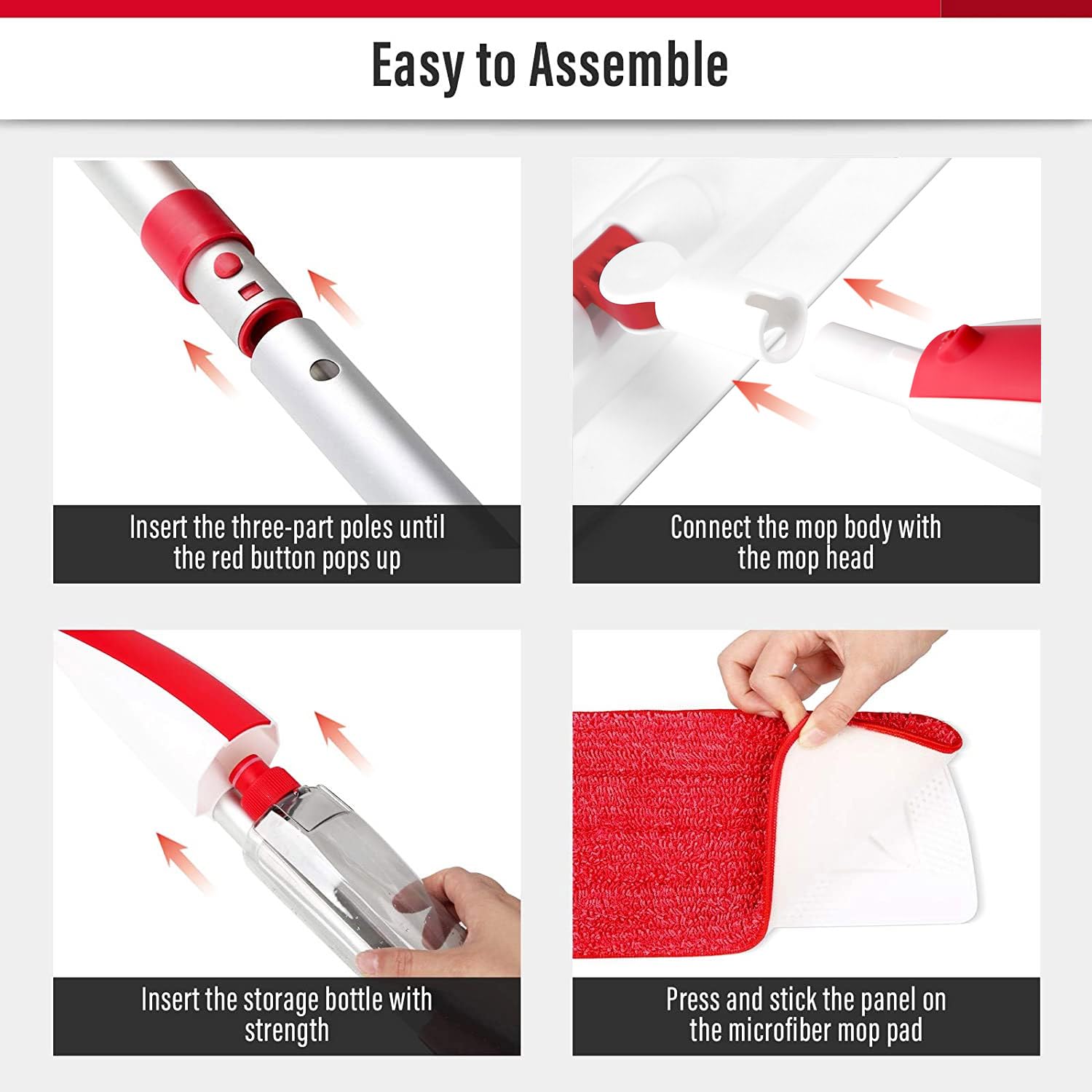 Wet Spray Mop for Floor Cleaning with 14 oz Bottle & 2 Microfiber Pads