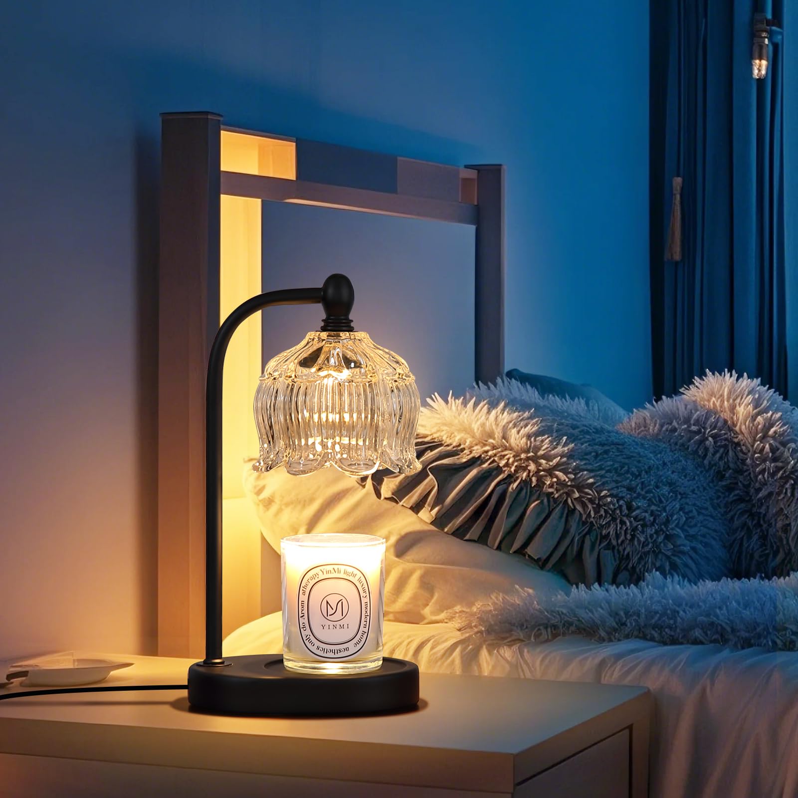 Black Candle Warmer Lamp with Timer and Dimmer