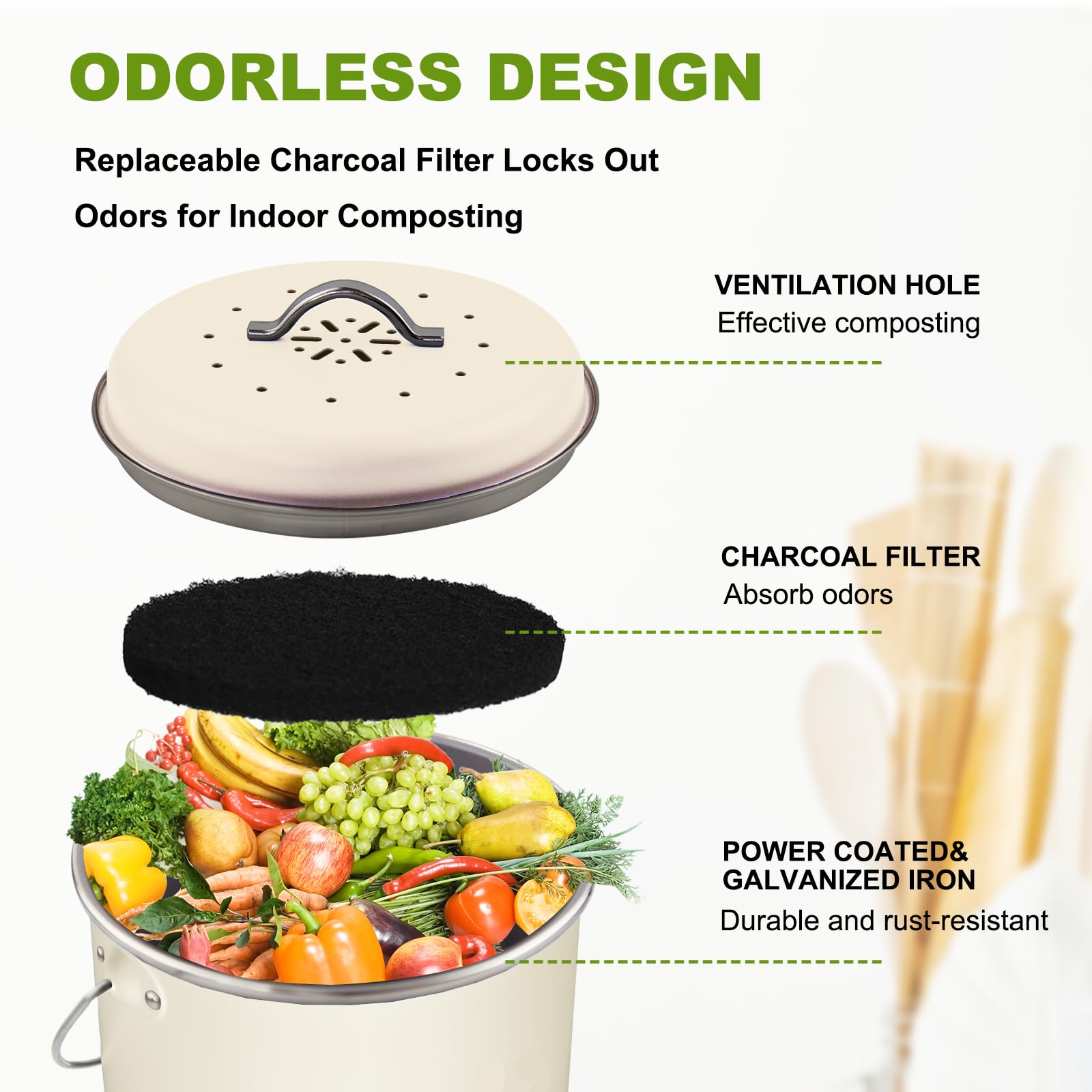 Kitchen Countertop Compost Bin