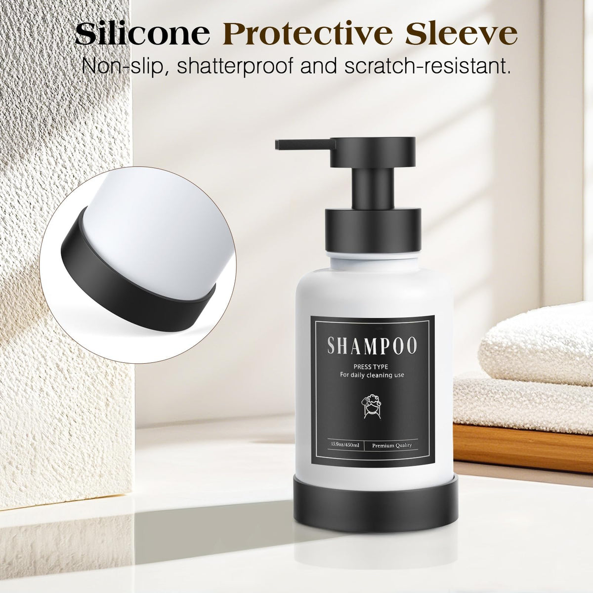 Glass Foaming Soap Dispenser 15oz Hand Soap Bottle (2 Count)