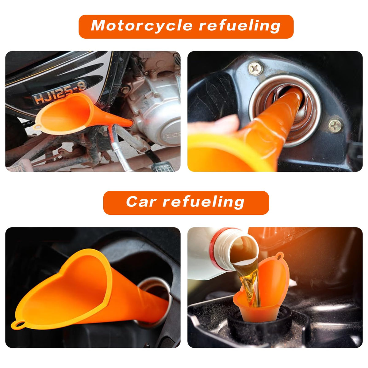 4 Pcs Plastic Long Neck Oil Funnel for Change (4 Count)